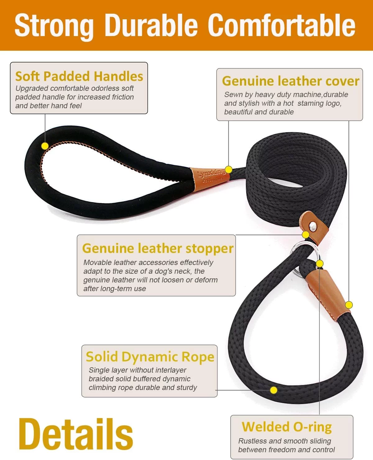 lynxking Slip Lead Dog Leash 6 FT x 3/8 inches Strong Braided Dog Rope for Small Medium Large Dogs