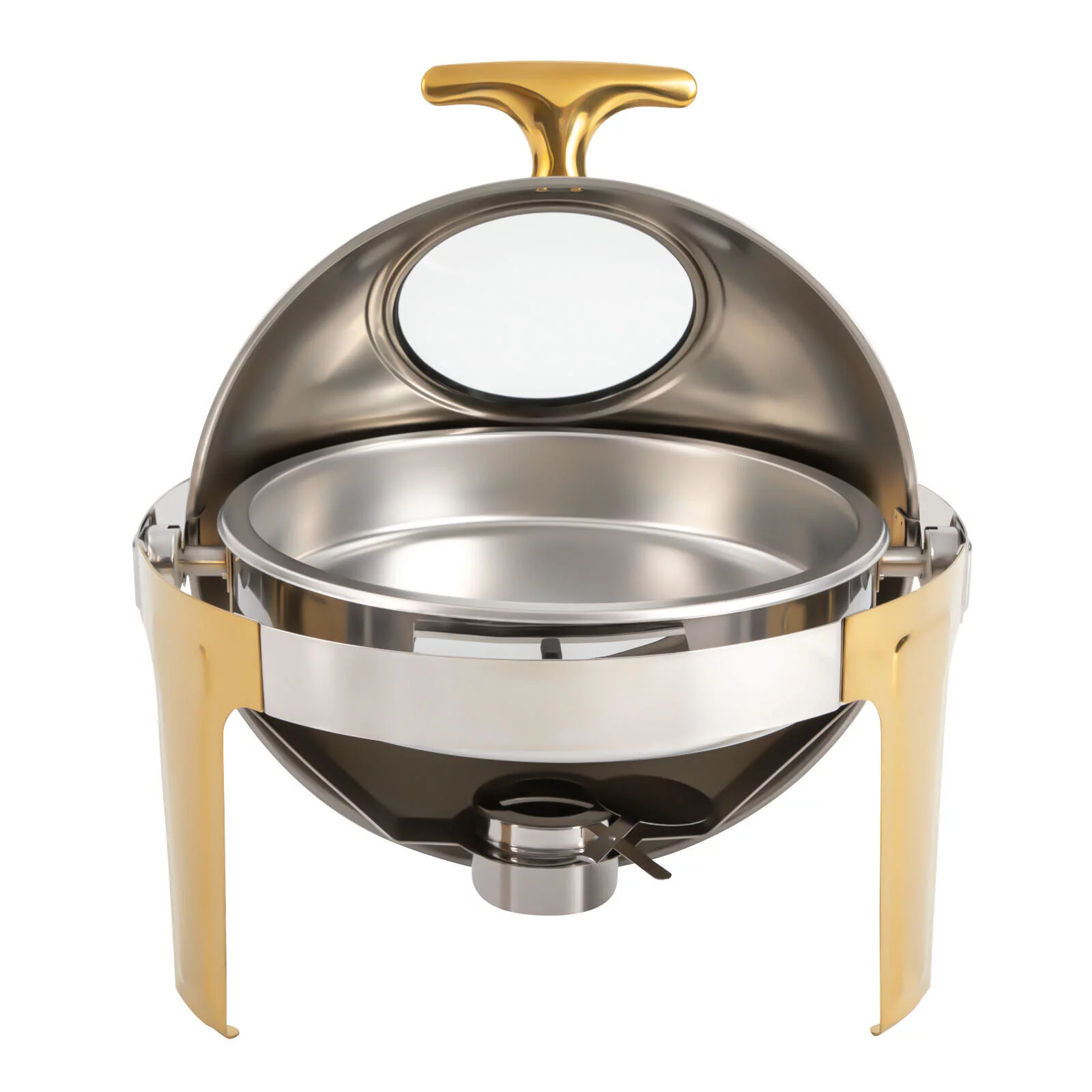 6.3 Quart Roll Top Chafing Dish Set Round Stainless Steel Buffet Warmer Chafer