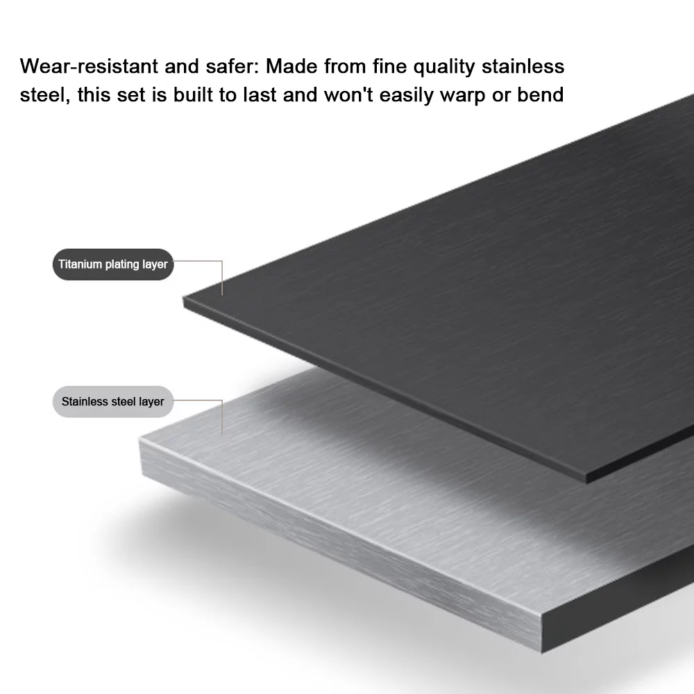 CAMPINGMOON Stainless Steel Ti-coated Tableware Set Portable dinnerware Kit Camping Picnic BBQ Bowl and Plate Kits with Storage Bag