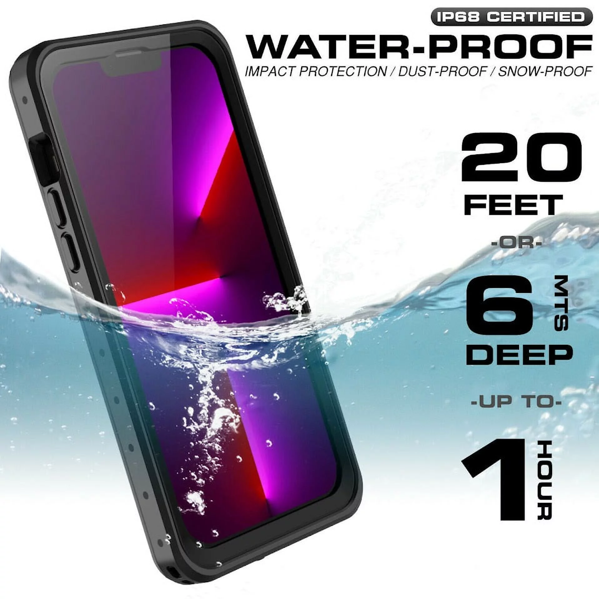 For Apple iPhone 13 Pro Max Waterproof Case, BEASTEK NRE Series, Shockproof Underwater IP68 Certified Case, with Built-in Screen Protector Full Body Rugged Protective Cover, 6.7 inch
