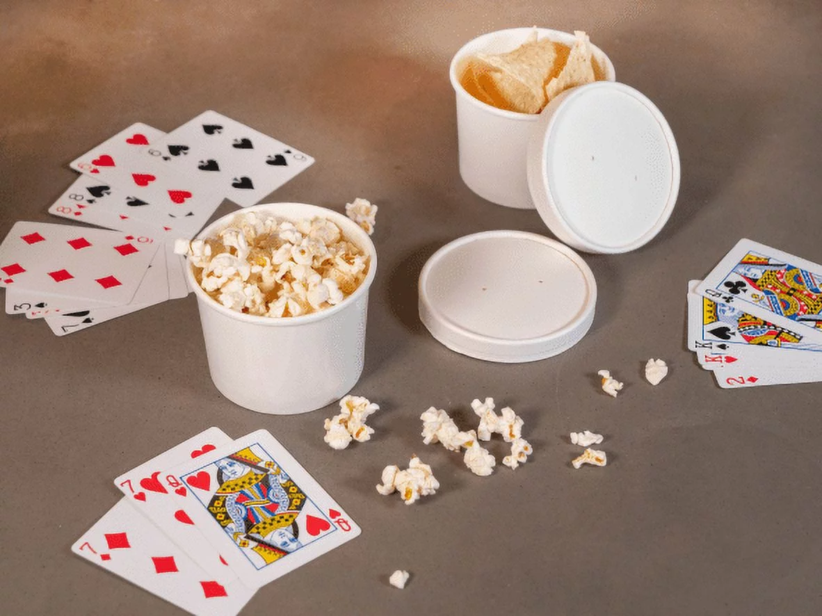 250 Sets White Paper Food Containers With Vented Lids, To Go Hot Soup Bowls, Disposable Ice Cream Cups