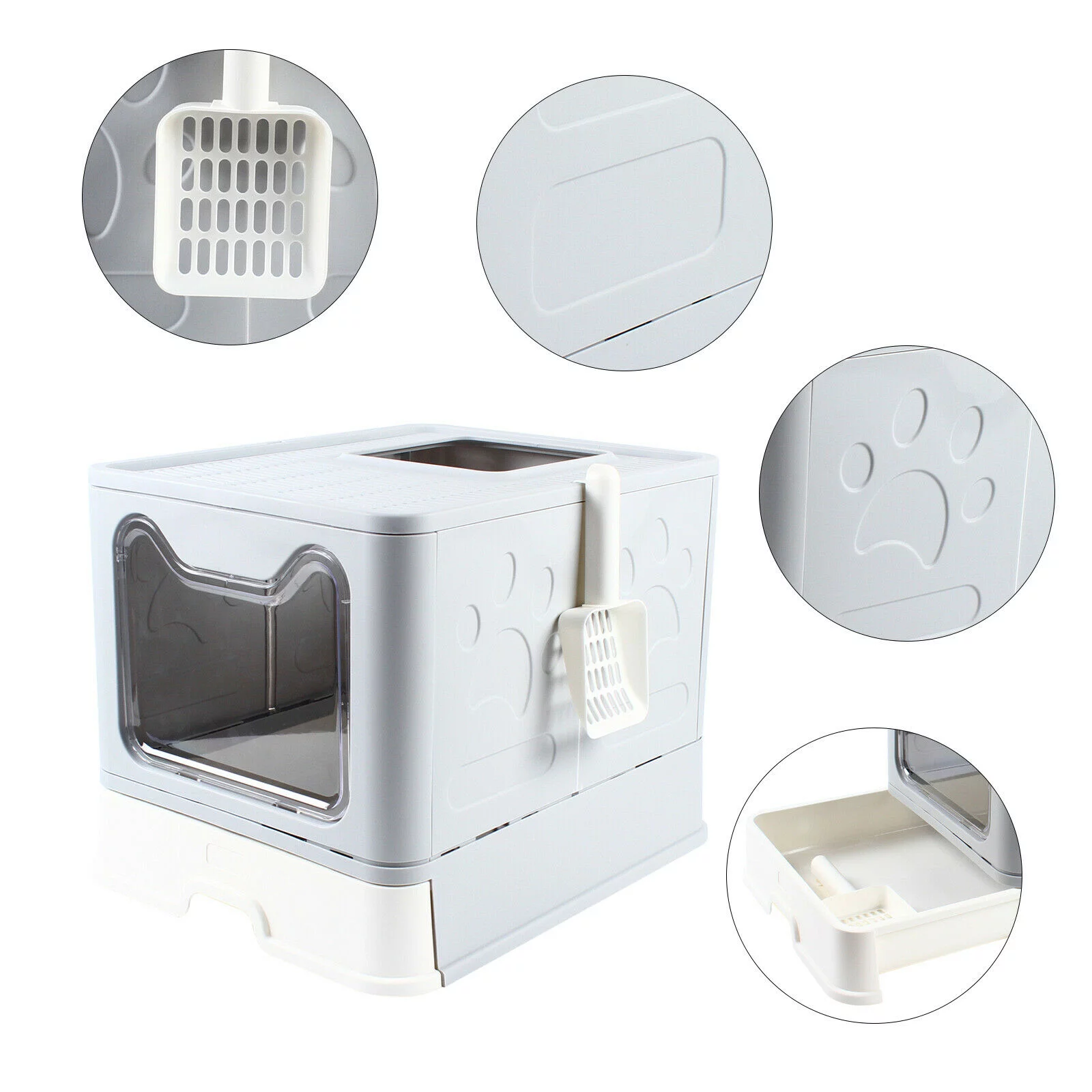 MIDUO Cat Litter Box Drawer Structure Pet Toilet Litter Tray +Cat Sand Shovel