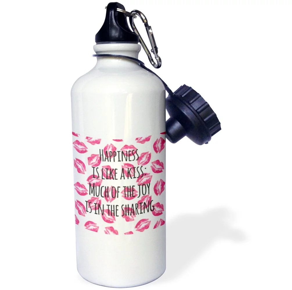 Happiness is like a kiss - much of the joy is in the sharing - fun romantic sayings - quotations 21 oz Sports Water Bottle wb-151373-1