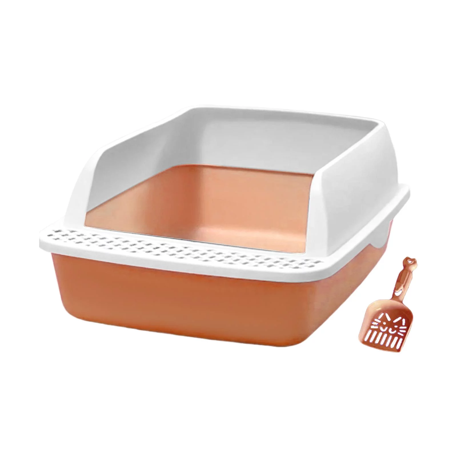 Cat with Litter Sifting Prevent Leakage High Sided Easy to Clean Heightening Splashing Removable Kitty Litter Tray Pink