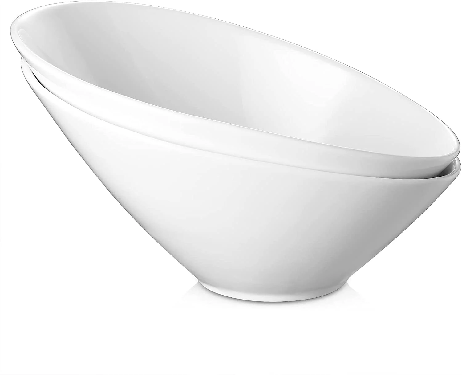 DOWAN Large Salad Bowls Set of 2,Ceramic Serving Bowls,26OZ Pasta Bowls Sets,Elegant White Angled Decorative Bowls for Kitchen