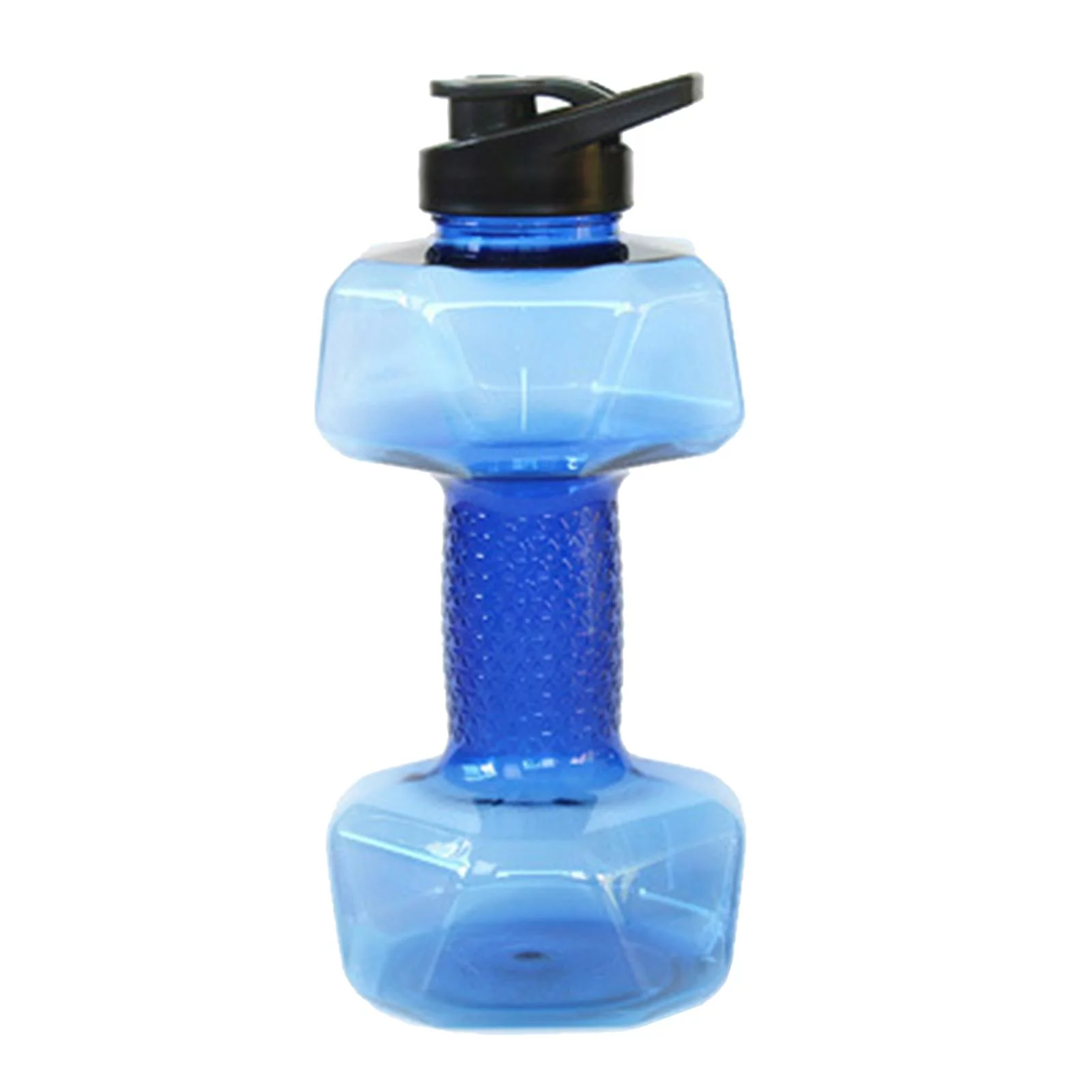 550-2600ml Bottle, Dumbbell Shaped Fitness Gym Training Cup,Home Gym Exercise Outdoor Camping Kettle Clear Water Bottle w/ Buckle 1500ml Blue