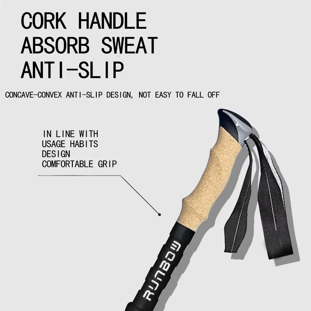 RUNBOW Outdoor Trekking Pole Aluminum Alloy Hiking Pole Ultra-Light Telescopic Outer Locking Travel Hiking Pole