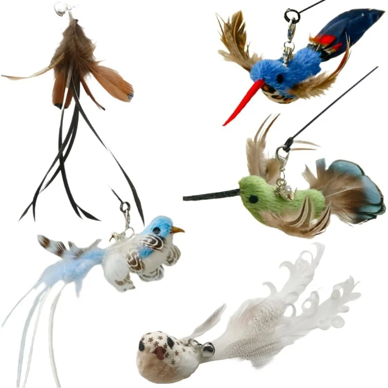 Simulation Bird Interactive Cat Toy For Indoor Cats Bird Simulation Cat Toy Set Suction Cup Cat Toy Flying Bird For Indoor Cats Feathered Cat Toys Cat Toy Mouse On String Wand Toy Floor Solid Base…