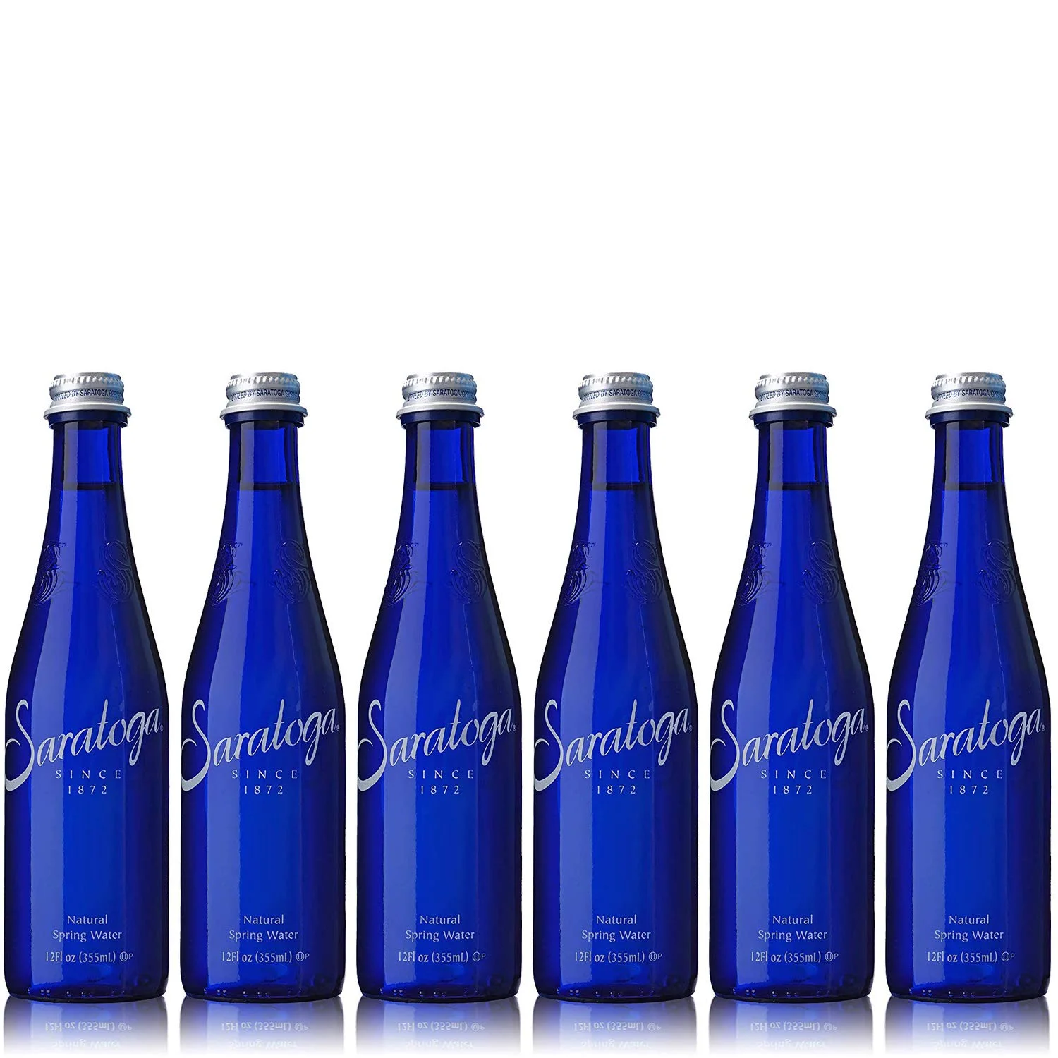 Natural Spring Water, 12Oz Cobalt Blue Glass Bottle (Pack Of 6, Total Of 72 Fl Oz)