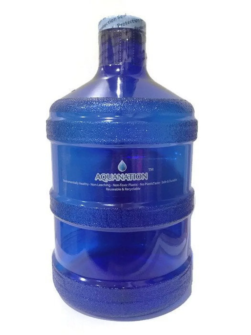 AquaNation 1 Gallon BPA FREE Reusable FDA Grade Chemical Free Plastic Drinking Water Big Mouth Bottle Jug Container with Holder Drinking Canteen (Dark Blue)