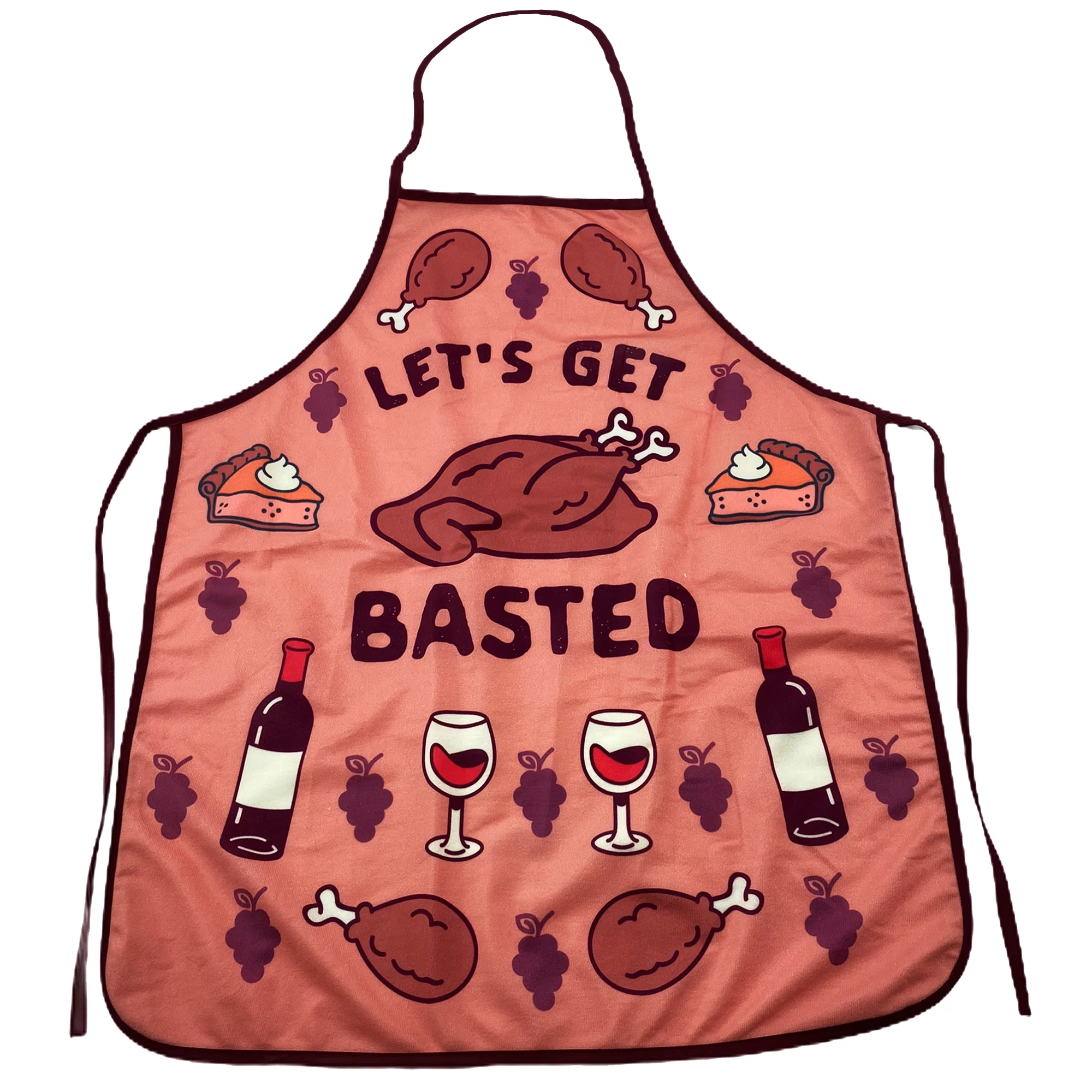 Let's Get Basted Apron Funny Turkey Day Thanksgiving Dinner Graphic Kitcken Smock