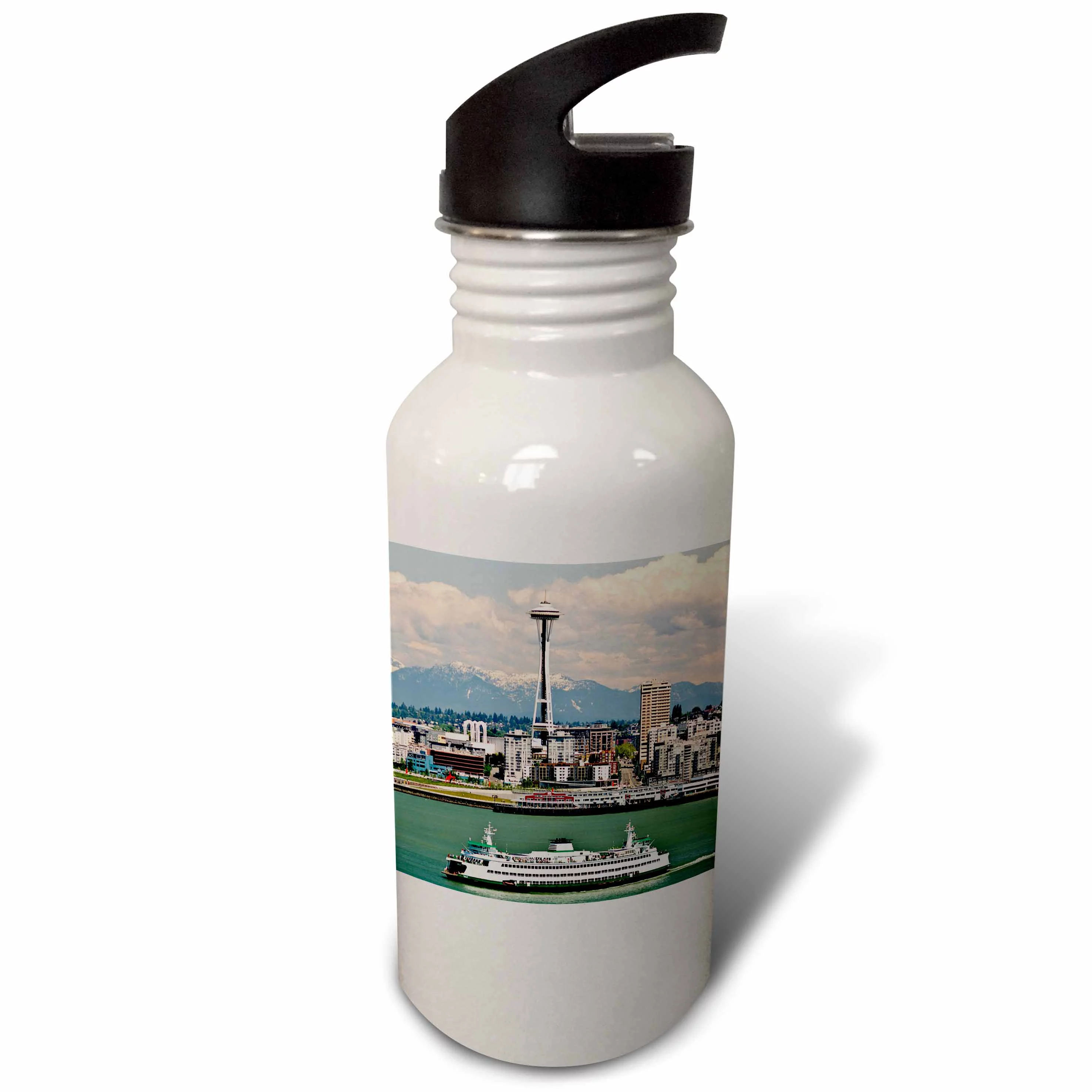 Washington, Seattle. Ferry crosses Elliot Bay - US48 CCR0218 - Charles Crust 21 oz Sports Water Bottle wb-95215-1