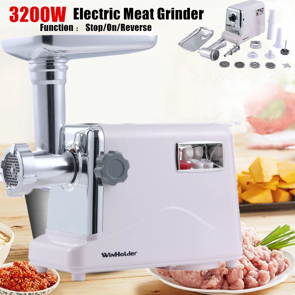 3200W Electric Meat Grinder Meat Grinder Sausage Machine 4X Stainless steel grinding plates