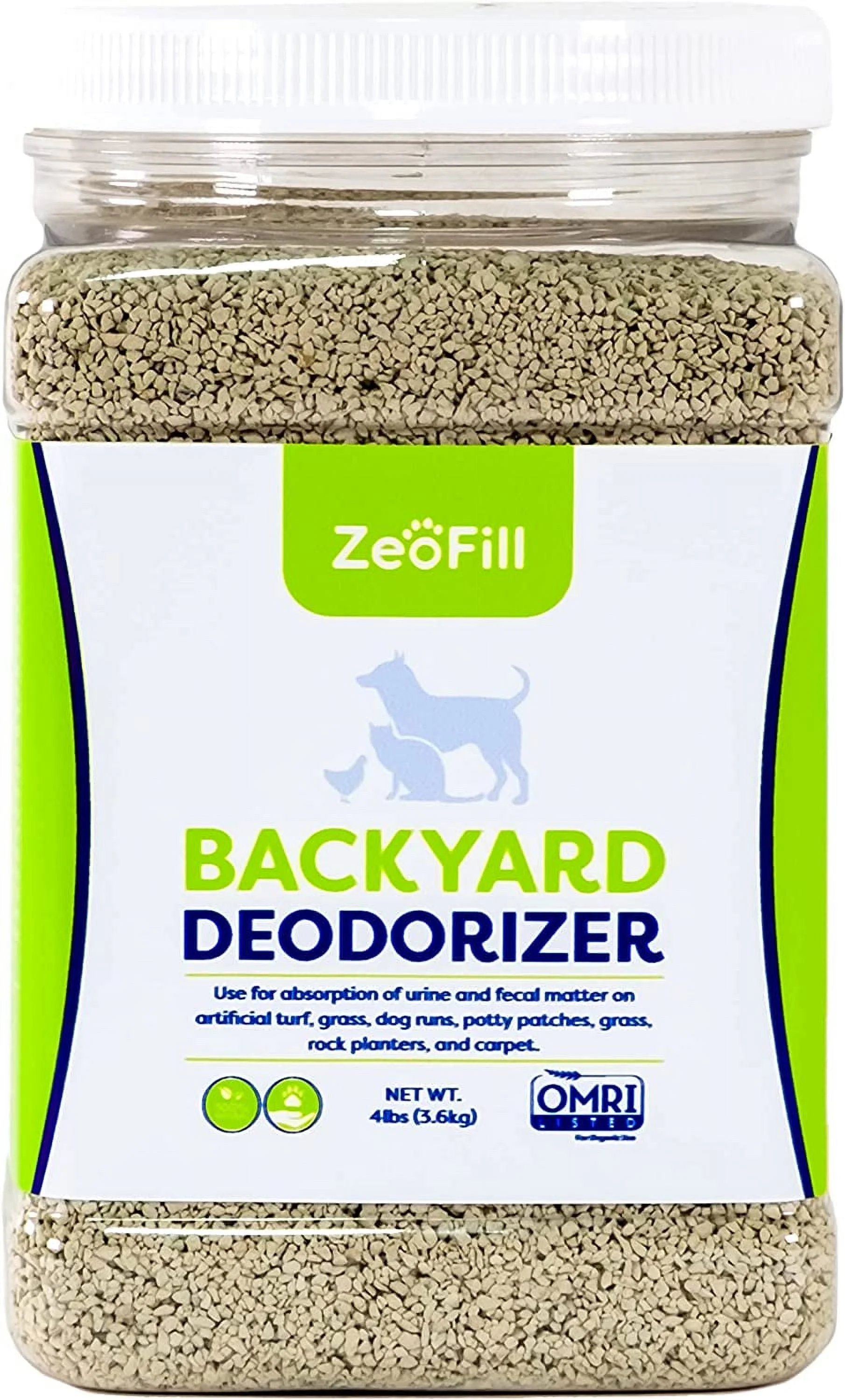 ZeoFill Backyard Deodorizer – Eliminates Pet Urine Odors on Potty Patches, Artificial Turf, Grass, Lawns, Patios, Concrete & Playgrounds | Dog, Cat Litter Box Odor Eliminator & Freshener | 4 lbs