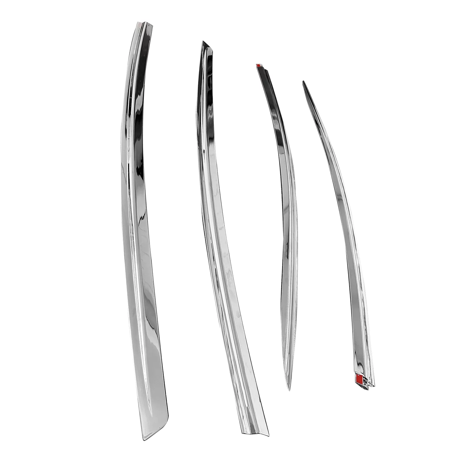 Ikon Motorsports Window Visors Compatible With 2017-2024 Tesla Model 3 All Models, Tape-on Chrome ABS Shade Rain Sun Guards Wind Vent Air Deflector 4PCS