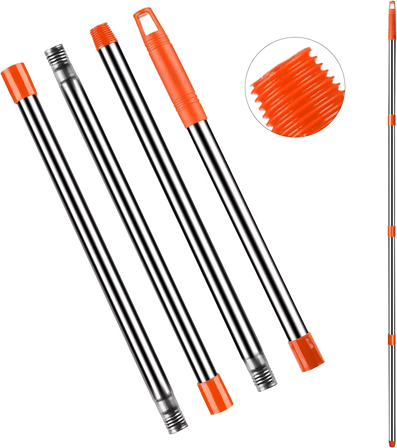 Spin Mop Replacement Handle For O-ceda Easywring 1 Tank Mop System, 4-Section 2.5-to-5 Foot Mop Replacement Stick For Triangle Spin Mop Base, Orange