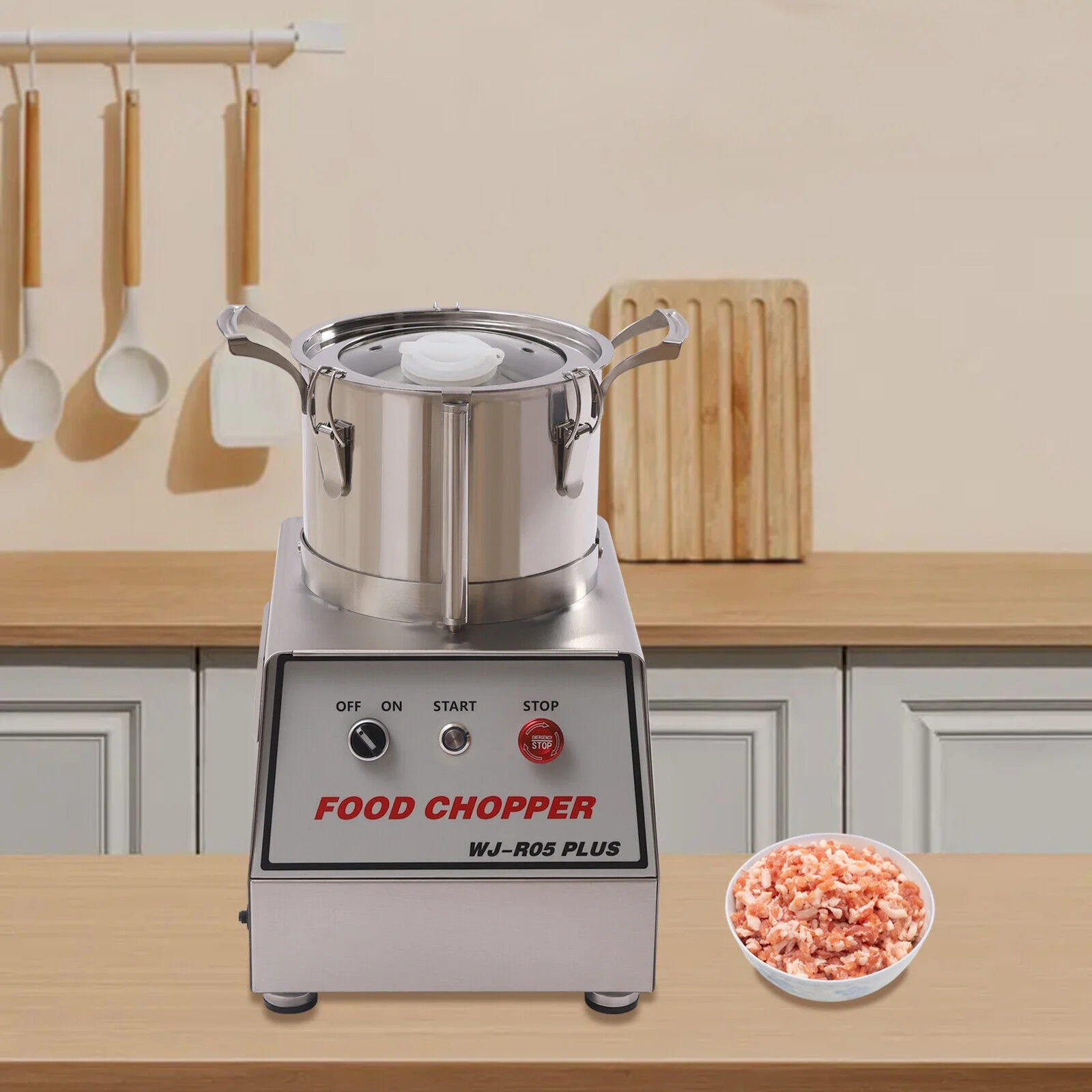 Food Chopper 5L Stainless Steel Food Processor Commercial Electric Food Cutter 550W