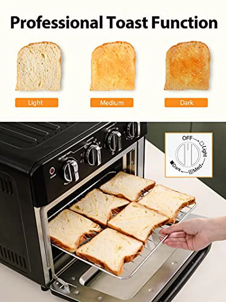 Air Fryer Toaster Oven, Beelicious, 19 Quart, 18L Countertop Convection Oven, 7-in-1 Toaster Oven Air Fryer Combo, with 4 Accessories & Recipe, ETL Certified (Black, Matte)