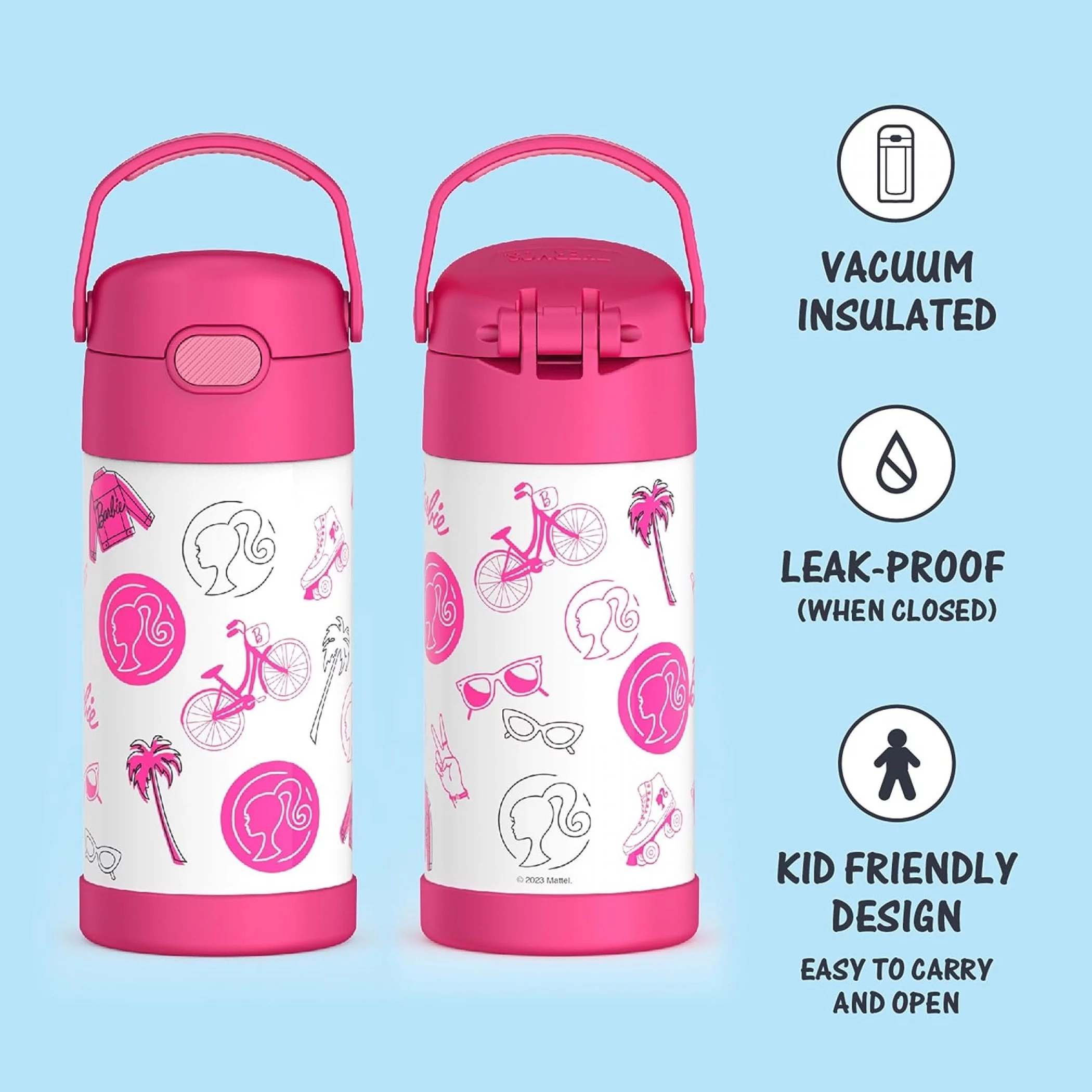 THERMOS - 12Oz Stainless Steel Insulated Straw Bottle, Barbie