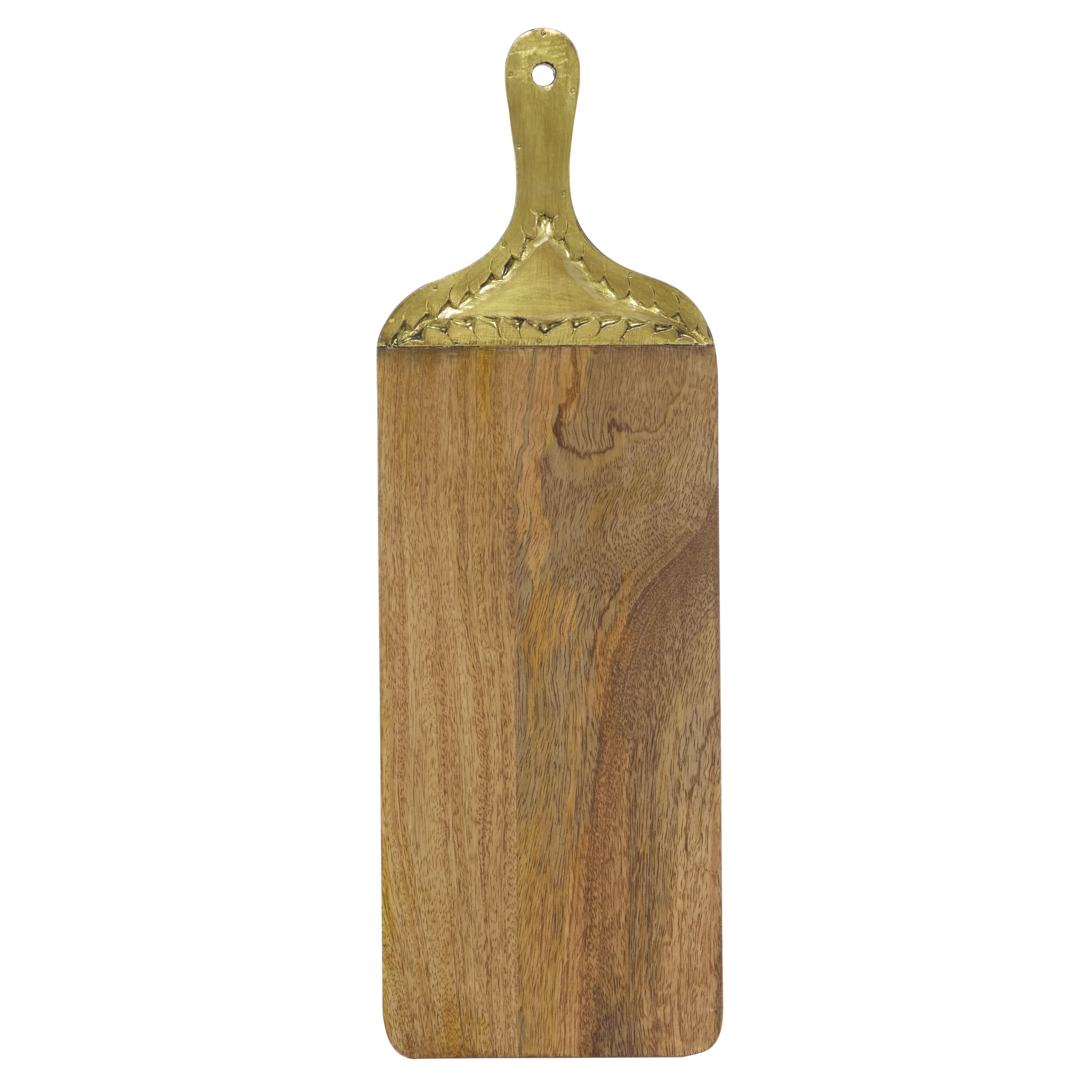 DecMode Brown Mango Wood Cutting Board with Gold Accents