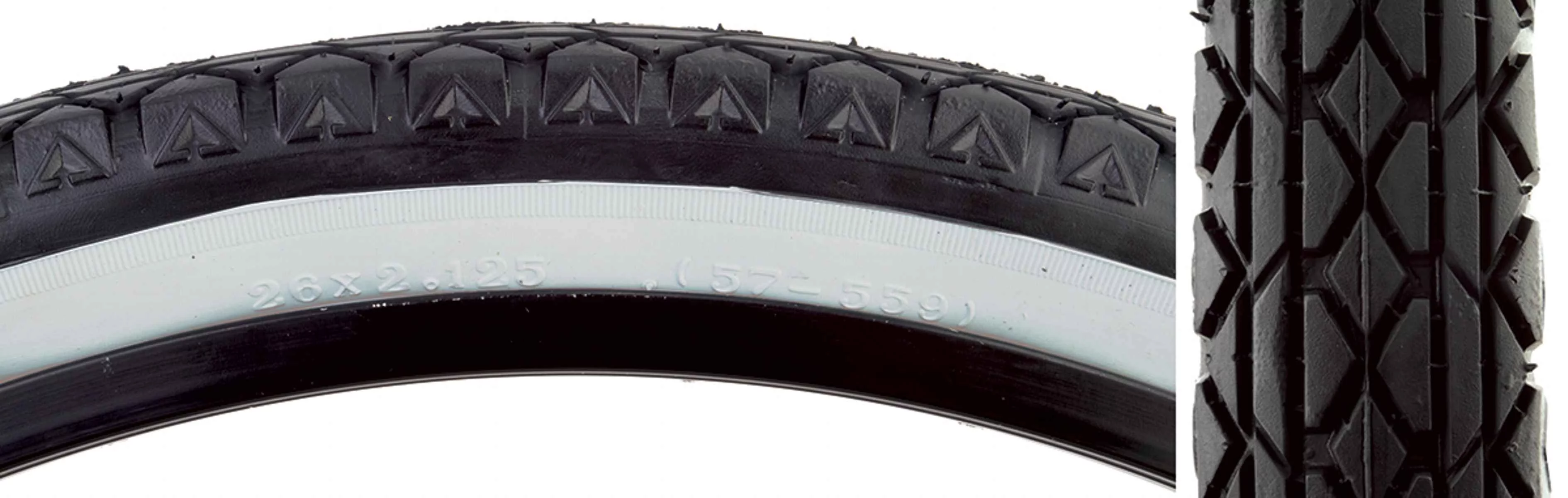 Sunlite V52 Beach Cruiser Tire 26x2.125 Black/White Folding CB 30TPI 65psi