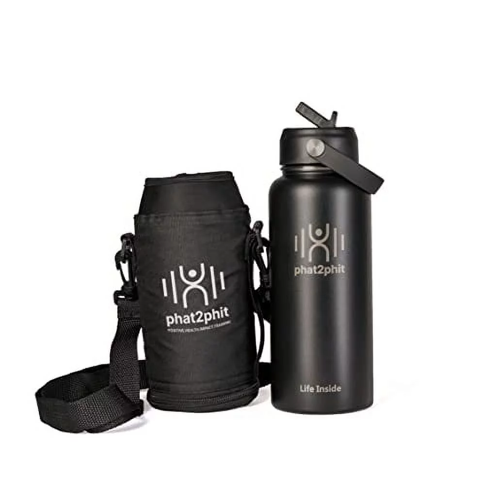 Phat2Phit 40 oz Double Insulated Stainless Steel Sports Water Bottle with Insulation Jacket