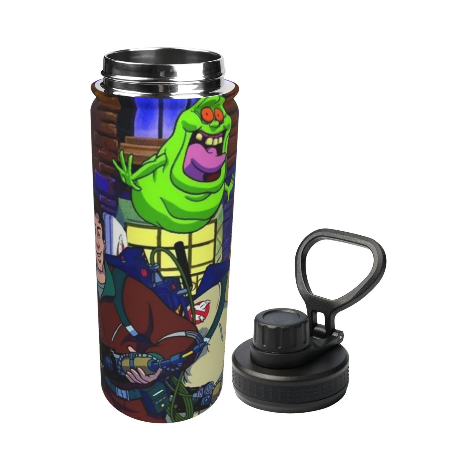 Cartoon Real Ghostbusters Sports Insulated Water Bottles Kettle Stainless Steel Portable Cup18OZ For Travel Gym School