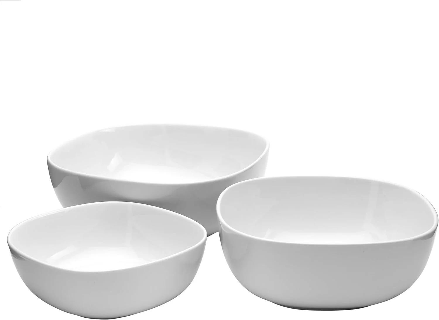 Denmark White Porcelain Chip Resistant Scratch Resistant Grade Serveware, 3 Piece Serving Bowl Set