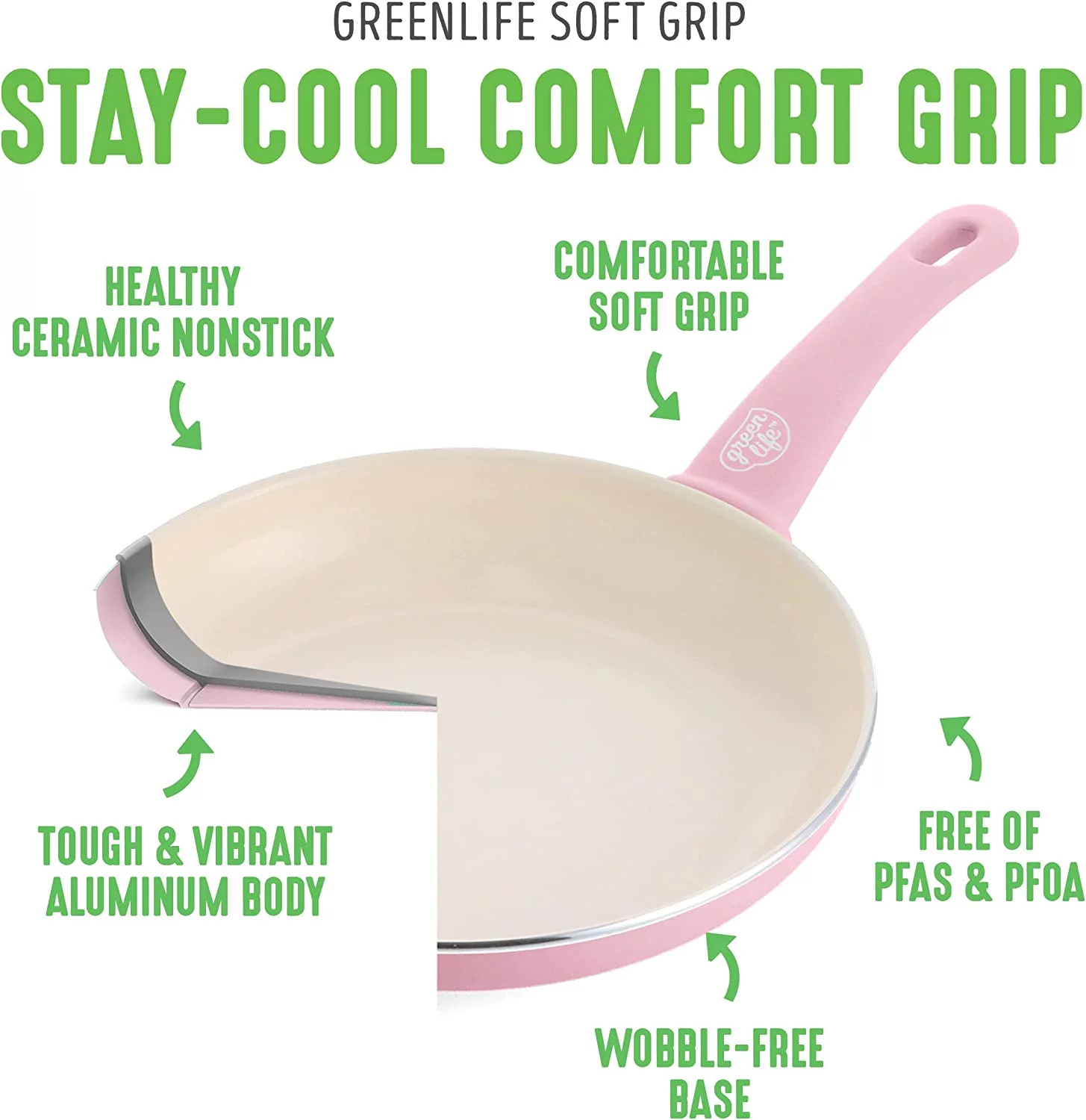 GreenLife Soft Grip Healthy Ceramic Nonstick, 1QT and 2QT Saucepan Pot Set with Lids, PFAS-Free, Dishwasher Safe, Soft Pink Soft Pink Saucepans