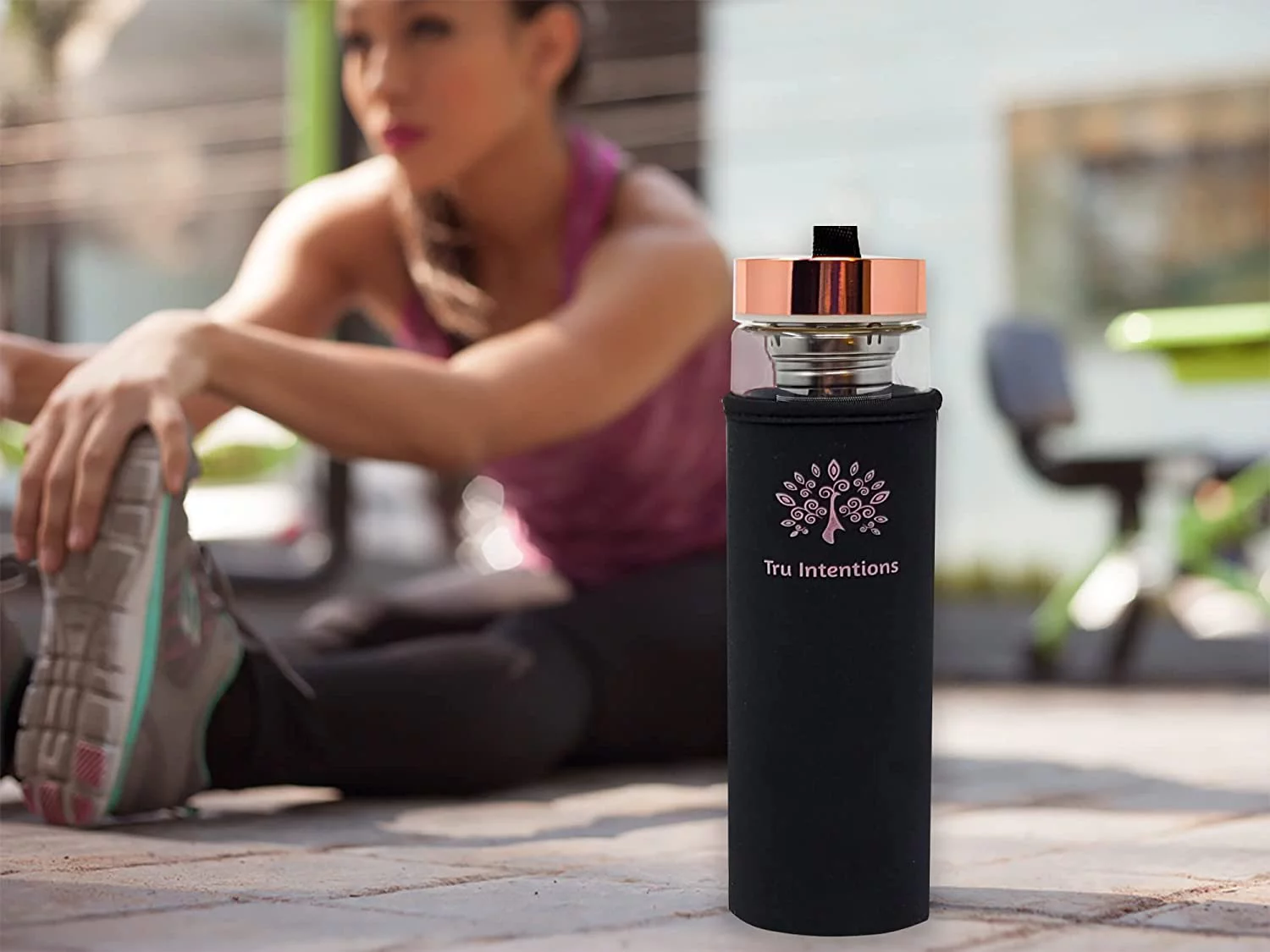 Rose Gold - Aventurine Healing Power Crystal Infuser Glass Bottle