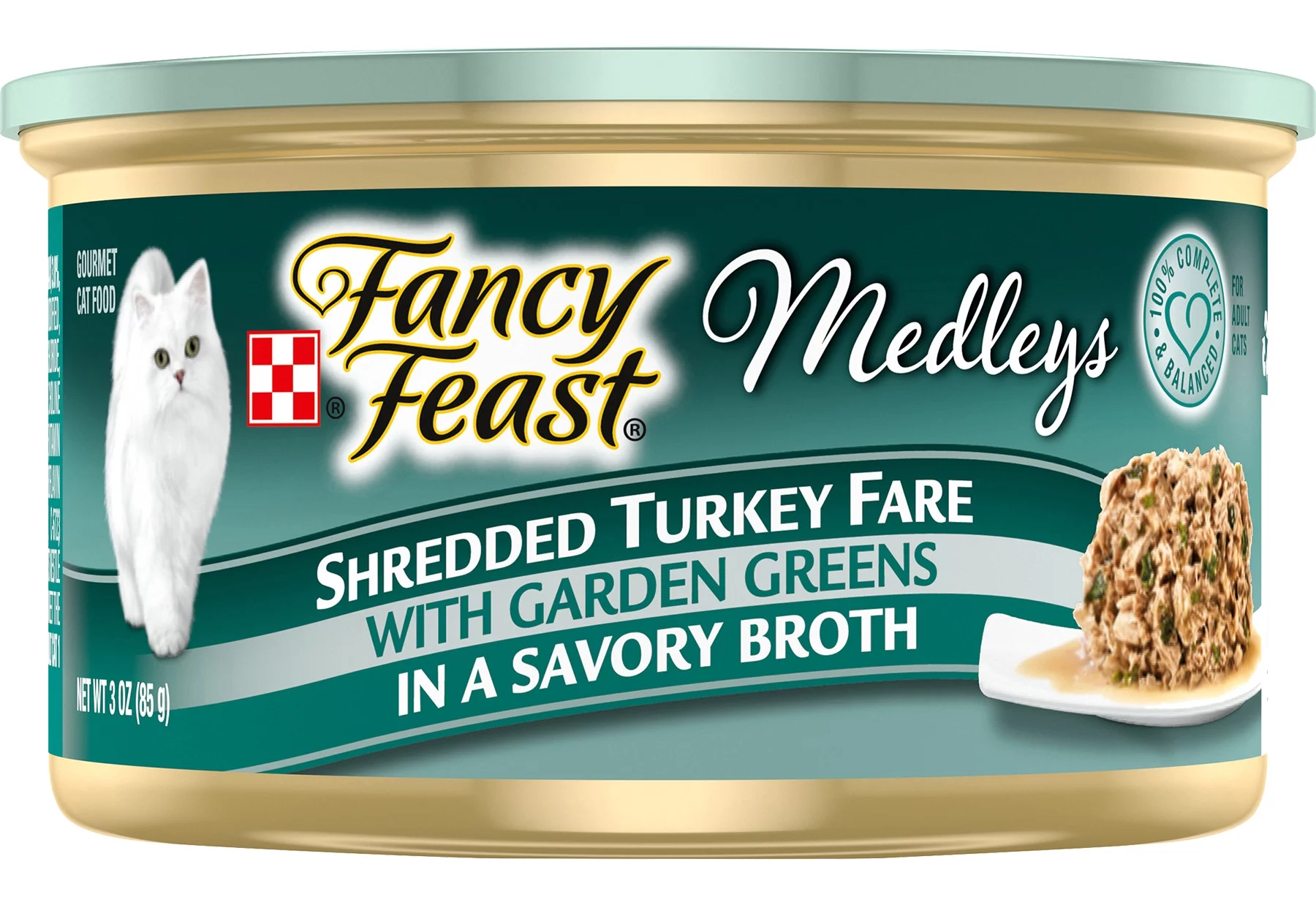 Purina Fancy Feast Medleys Shredded Turkey Fare With Garden Greens, 3 oz. (Pack of 12)