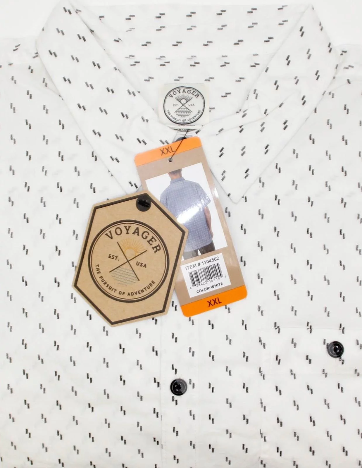 Voyager Men's Casual Button Down Collared Casual Shirt (White, XX-Large)