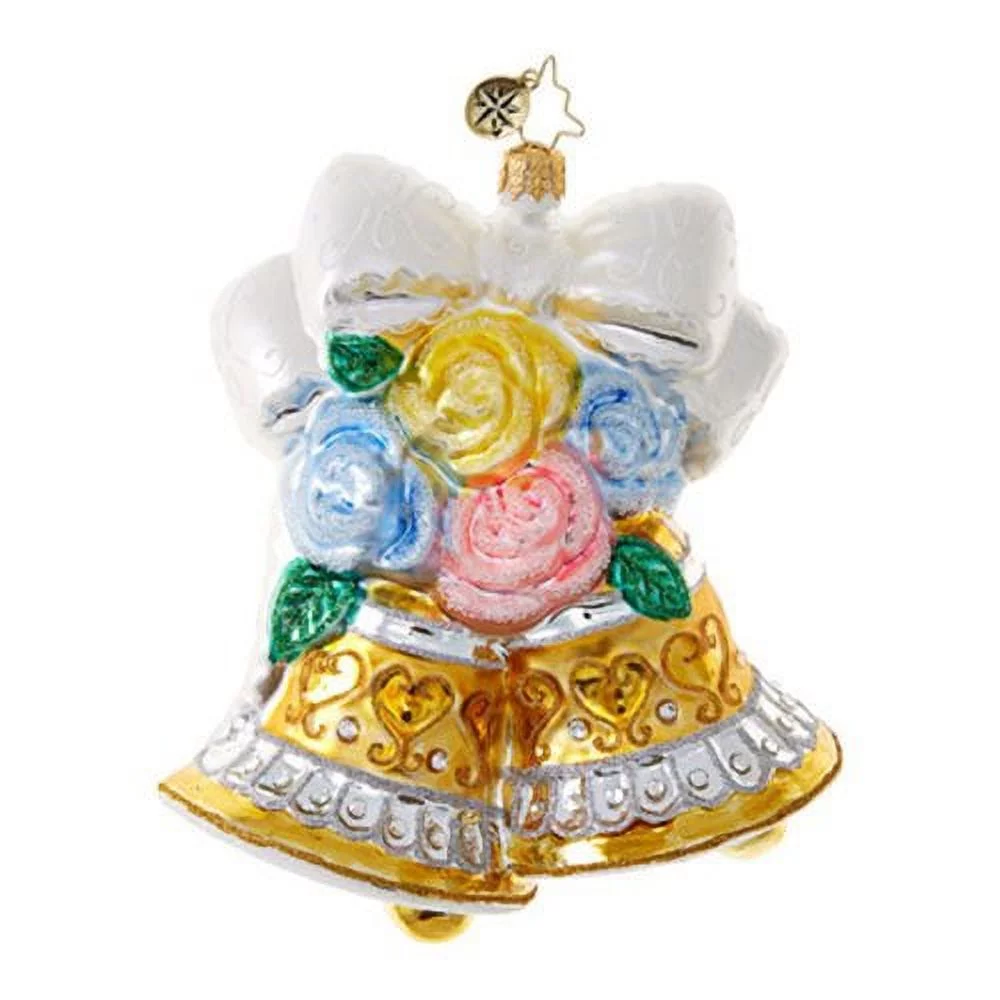 Christopher Radko Company Bells And Blossoms - 1 Glass Ornament 6.00 Inch, Glass - Ornament Wedding Marriage Love Ceremony 1018821