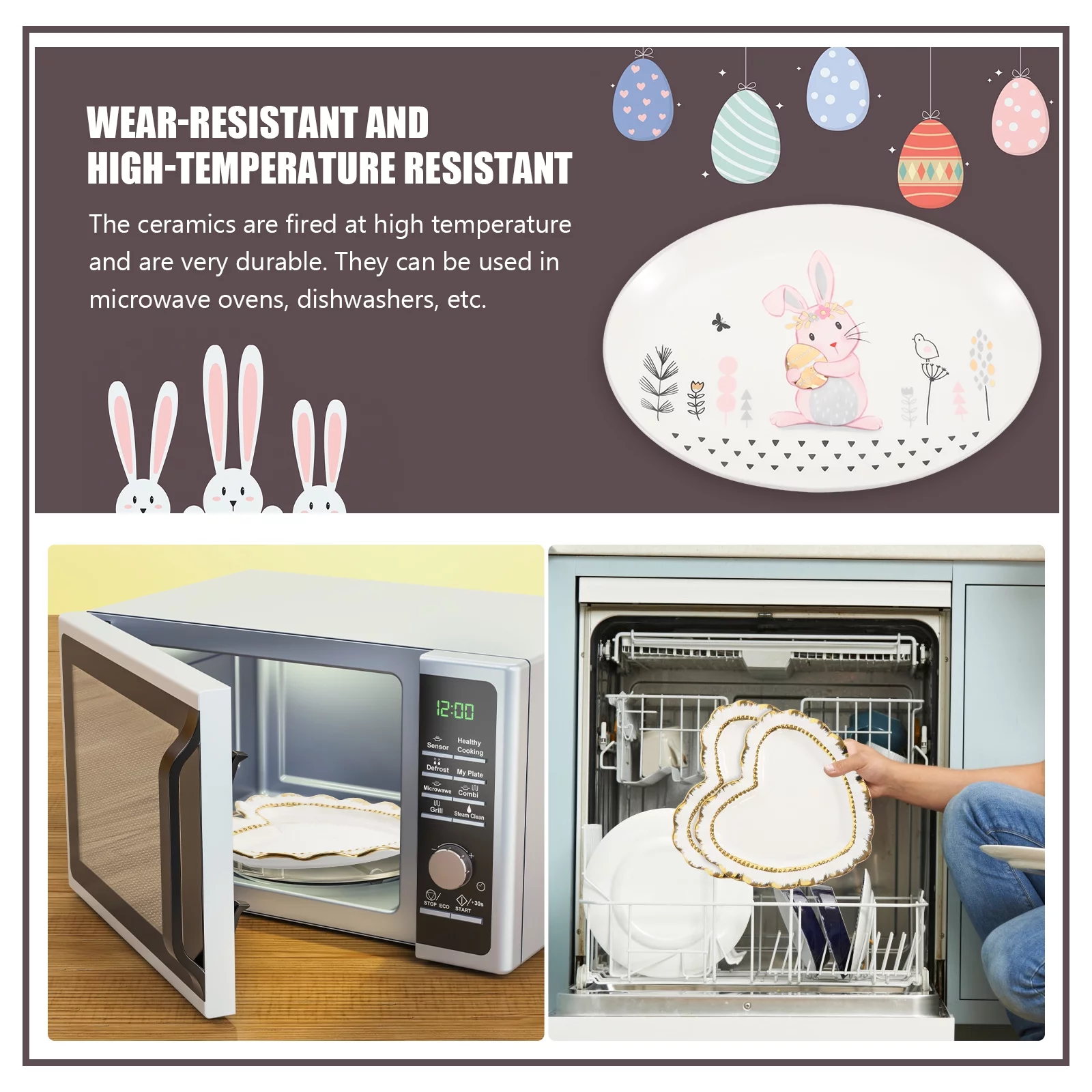 Lovely Rabbit Pattern Plate Creative Ceramic Tableware Dessert Fruits Salad Plate