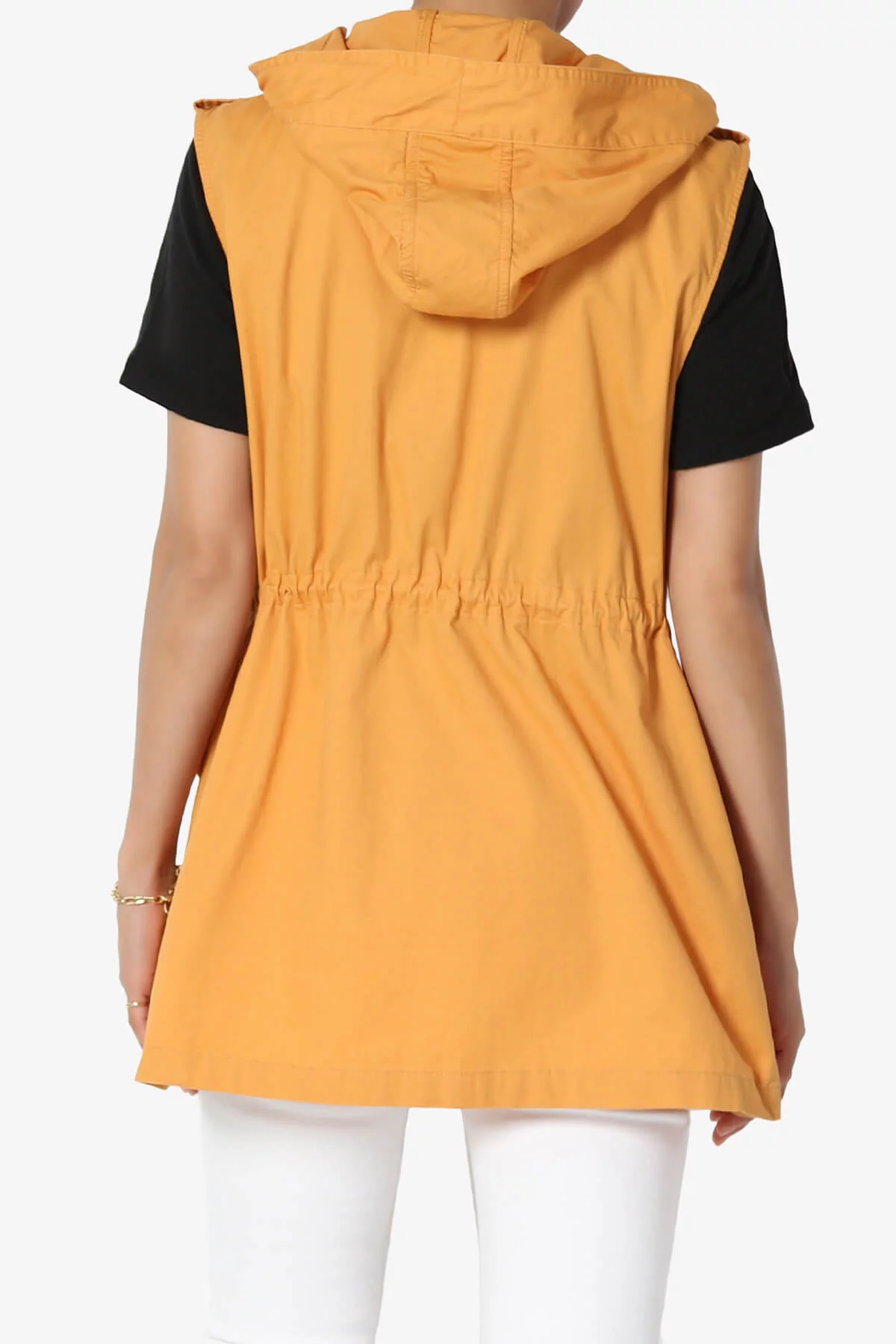 TheMogan Women's S~3X Drawstring Loose Fit Utility Vest Sleeveless Military Jacket