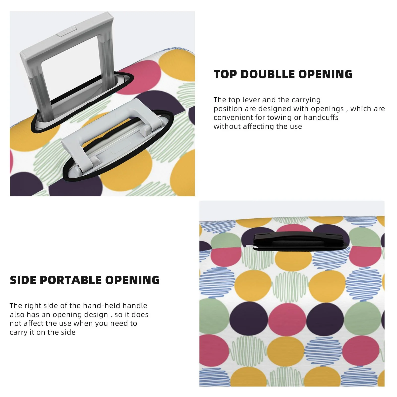 Easygdp Polka Dot Print Elastic and Washable Suitcase Protective Cover with Hidden Zipper Fits 18-32 inch Luggage -Small