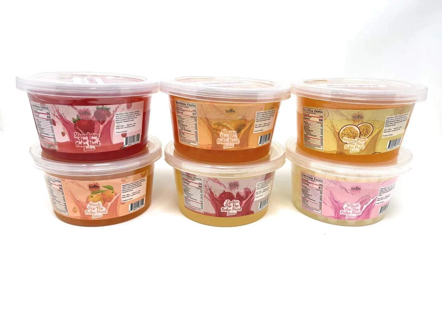 Fusion Select Bursting Boba Popping Boba Pearls - Fruit Tea Snack Toppings (Green Apple Peach Passion Fruit Mango Lychee Strawberry)