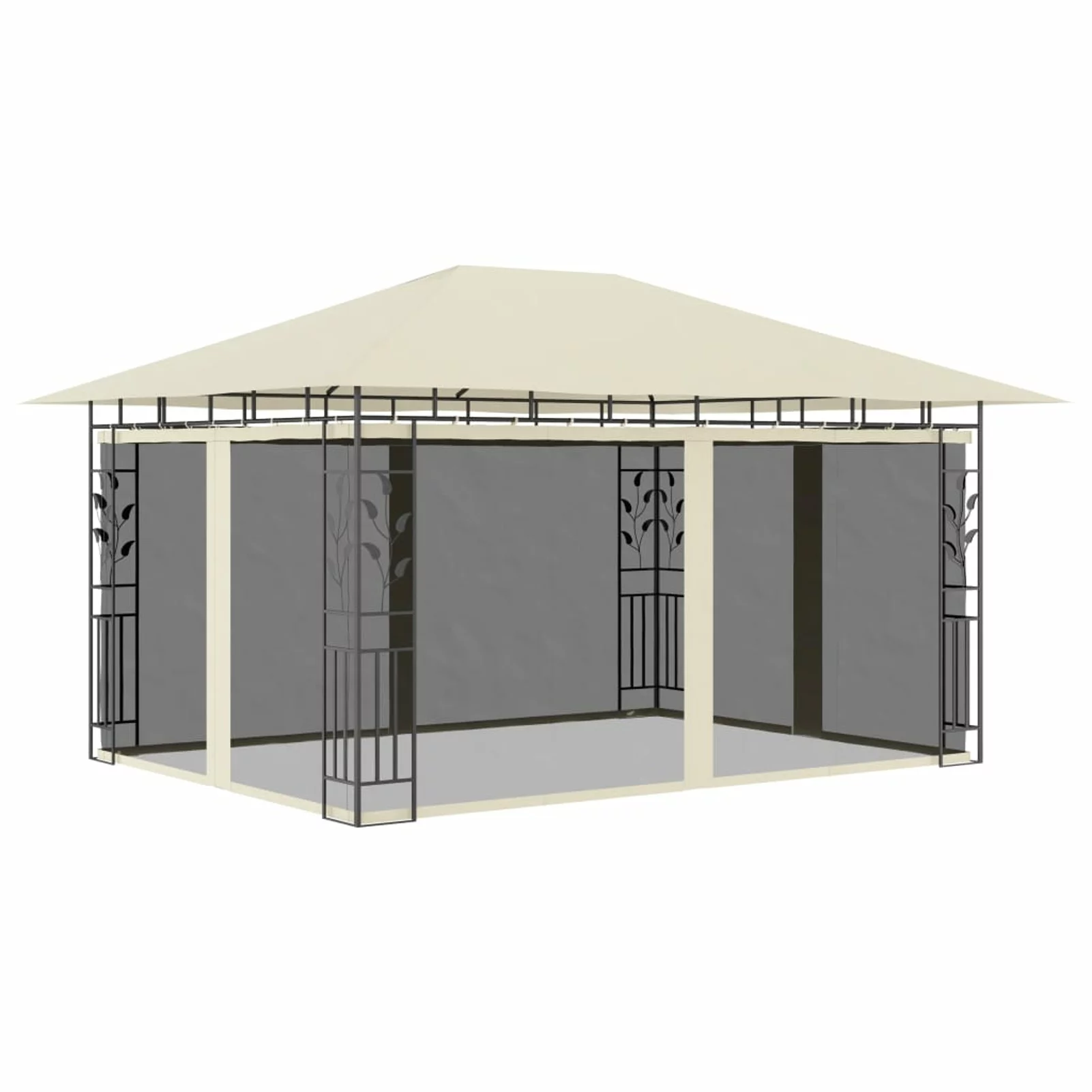 Dcenta Party Tent with Net Outdoor Gazebo Steel Frame Sunshade Shelter Canopy Cream for Backyard, Yard, Wedding, BBQ, Camping, Festival, Shows 13.1ft x 9.8ft x 9ft (L x W x H)
