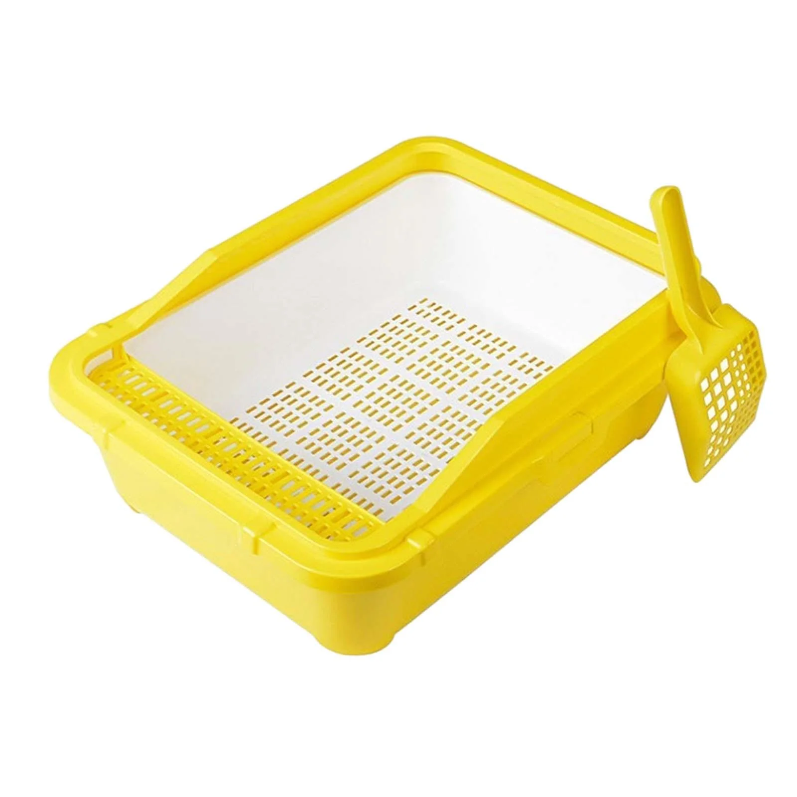 Toysmith Cat Litter Basin Heighten Bedpan Portable Splashproof Cat Cleaning Bath Basin Kitten Potty Toilet for All Kinds of Cat Litter yellow