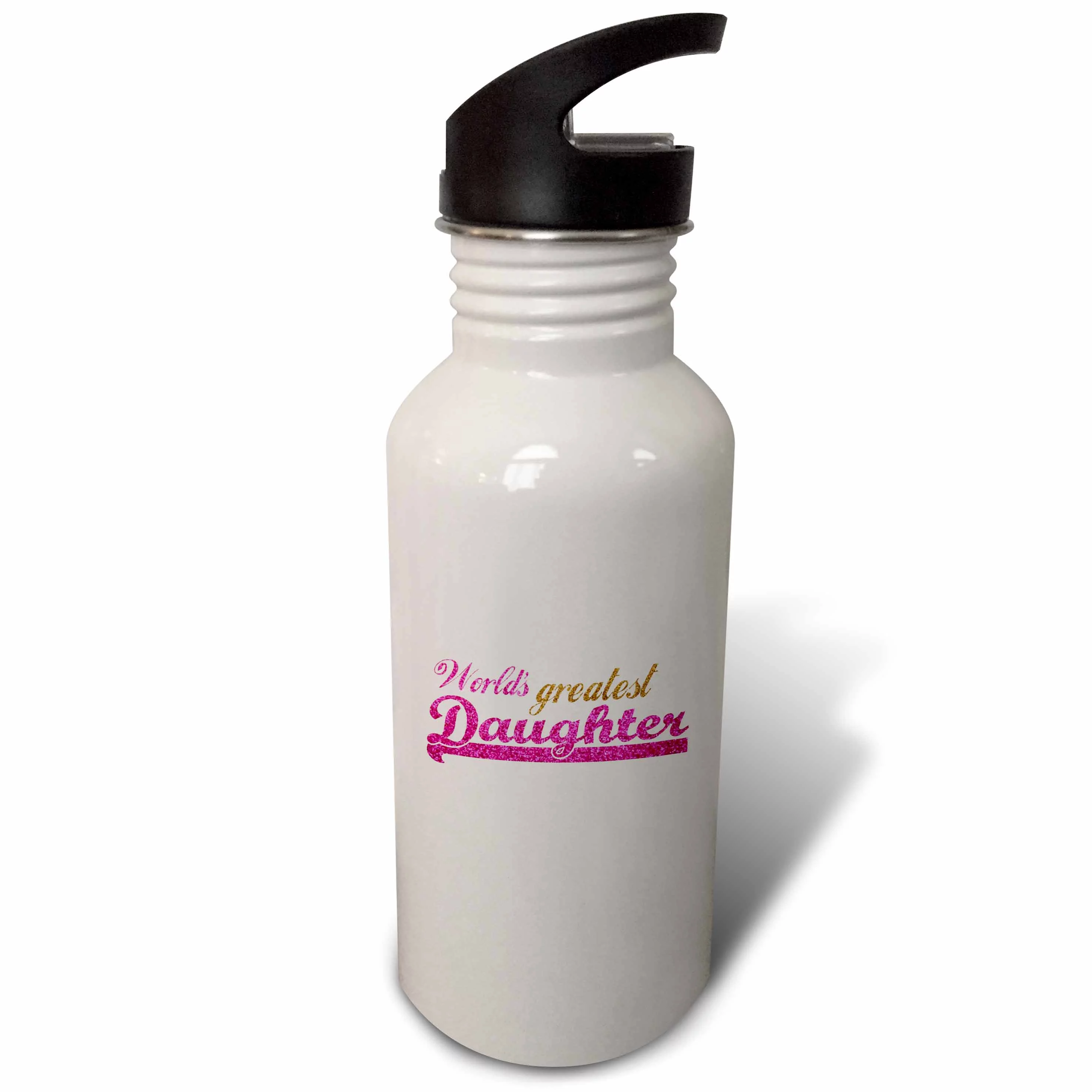 Worlds Greatest Daughter - Best daughter in the world - hot pink girly text on white 21 oz Sports Water Bottle wb-151295-1