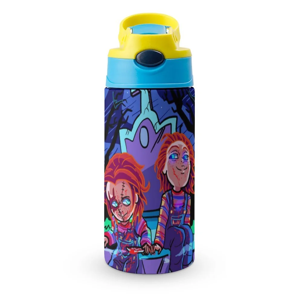 Child Cartoon Play Chucky Kid's Insulated Water Bottle With Straw Vacuum Stainless Steel Cup Leak-Proof Children Toddler Thermoses