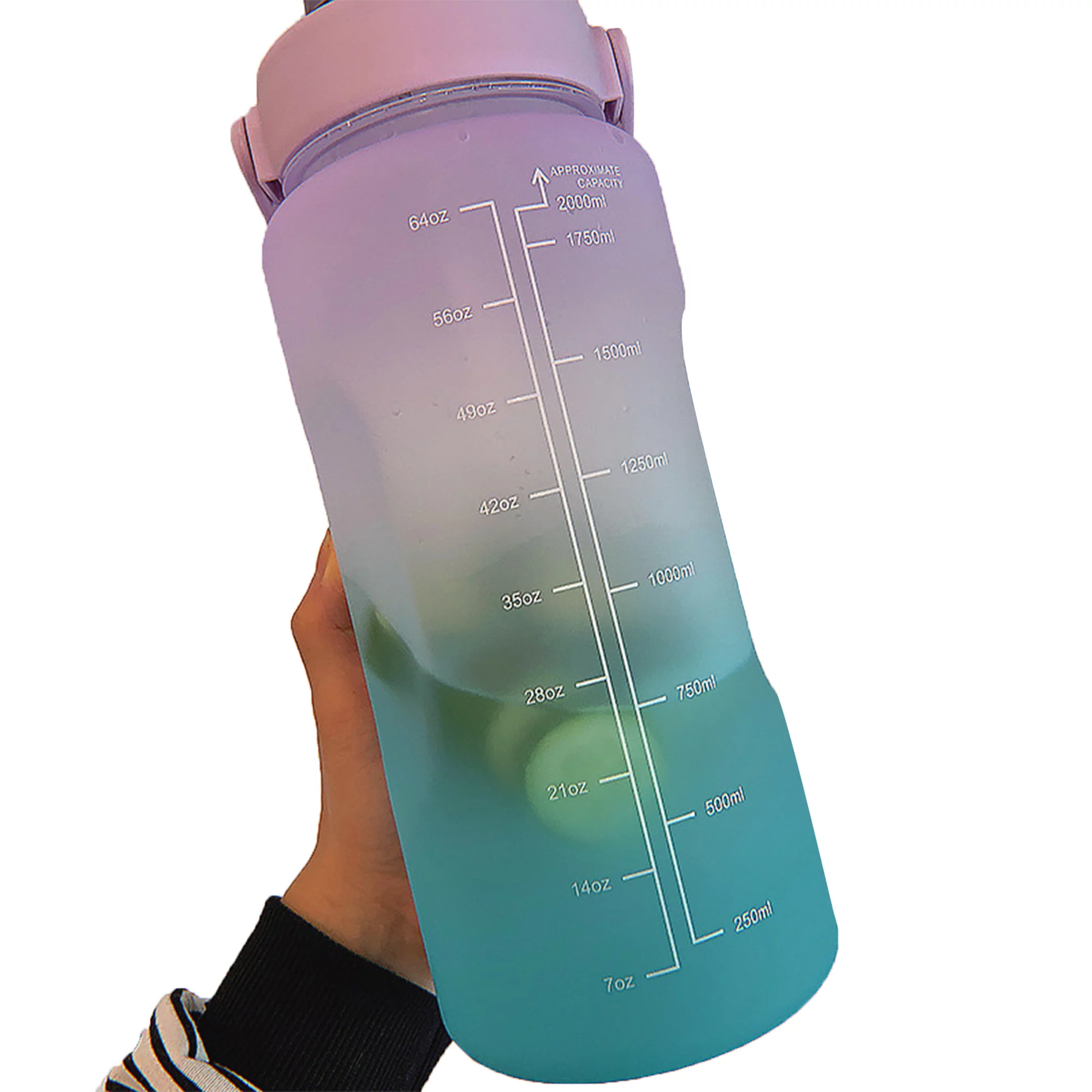 Water Bottle with Straw, 68 Oz with Time Marker Portable Large Capacity Fitness Sports Water Bottle for Outdoor Sports