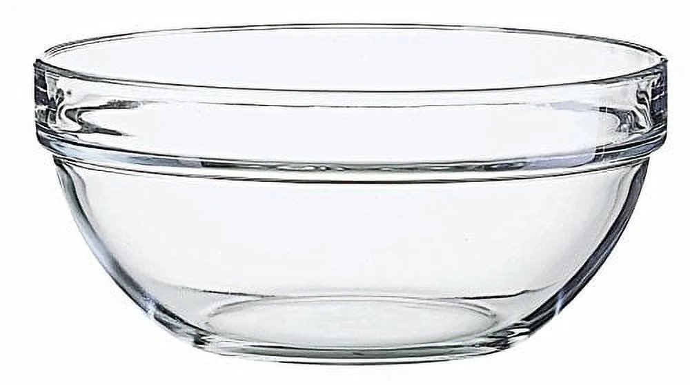 Luminarc Stackable Bowls Set with White Lids, Stand, Clear