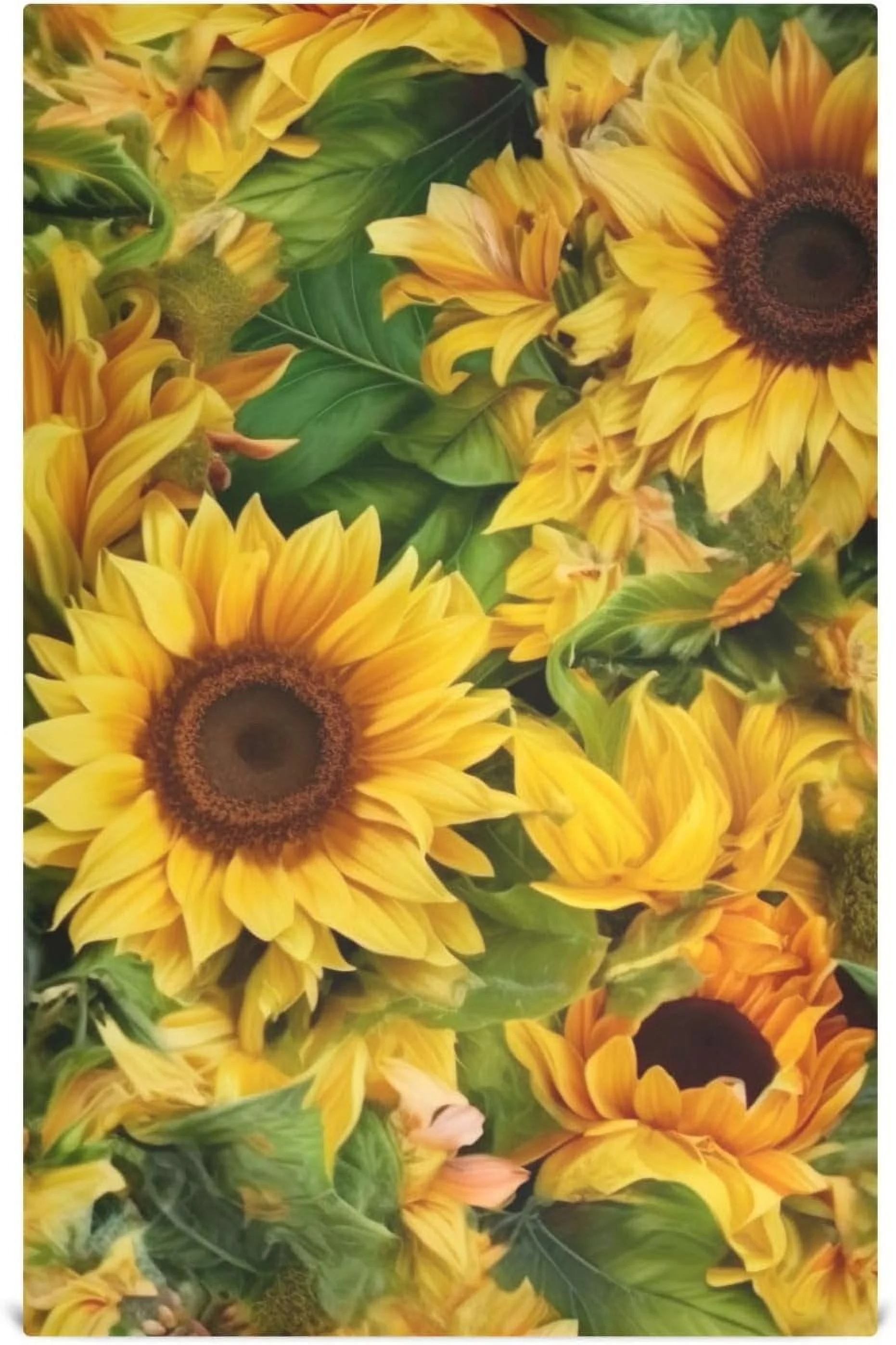 Dreamtimes Beautiful Sunflowers Kitchen Towels, 18 x 28 Inch Super Soft and Absorbent Dish Cloths for Washing Dishes, 4 PCS Reusable Multi-Purpose Microfiber Hand Towels for Kitchen