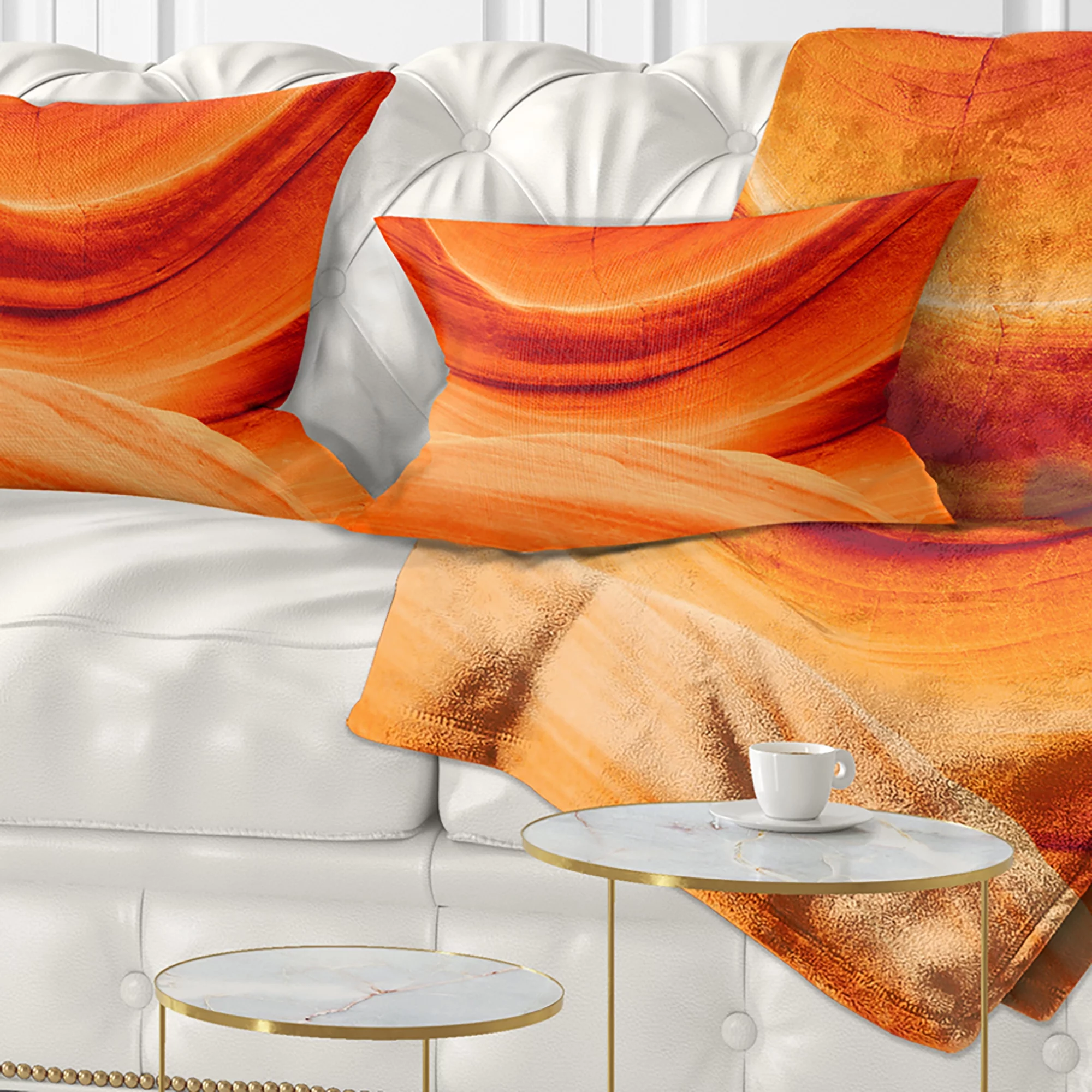 Designart Antelope Canyon Orange Wall - Landscape Photography Throw Pillow - 12x20