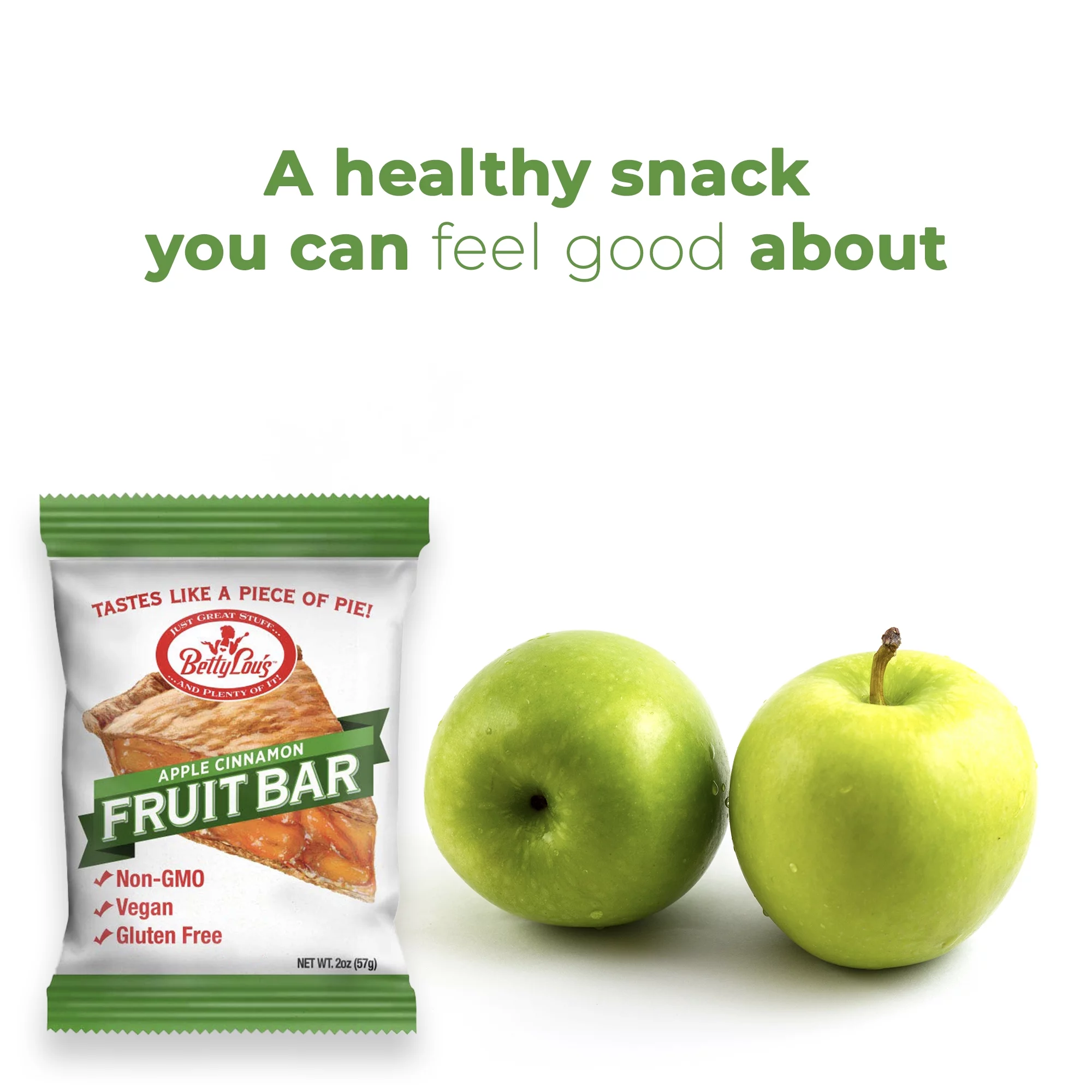 Betty Lou's Apple Cinnamon Fruit Bars, Gluten Free, Vegan 12 Ct.