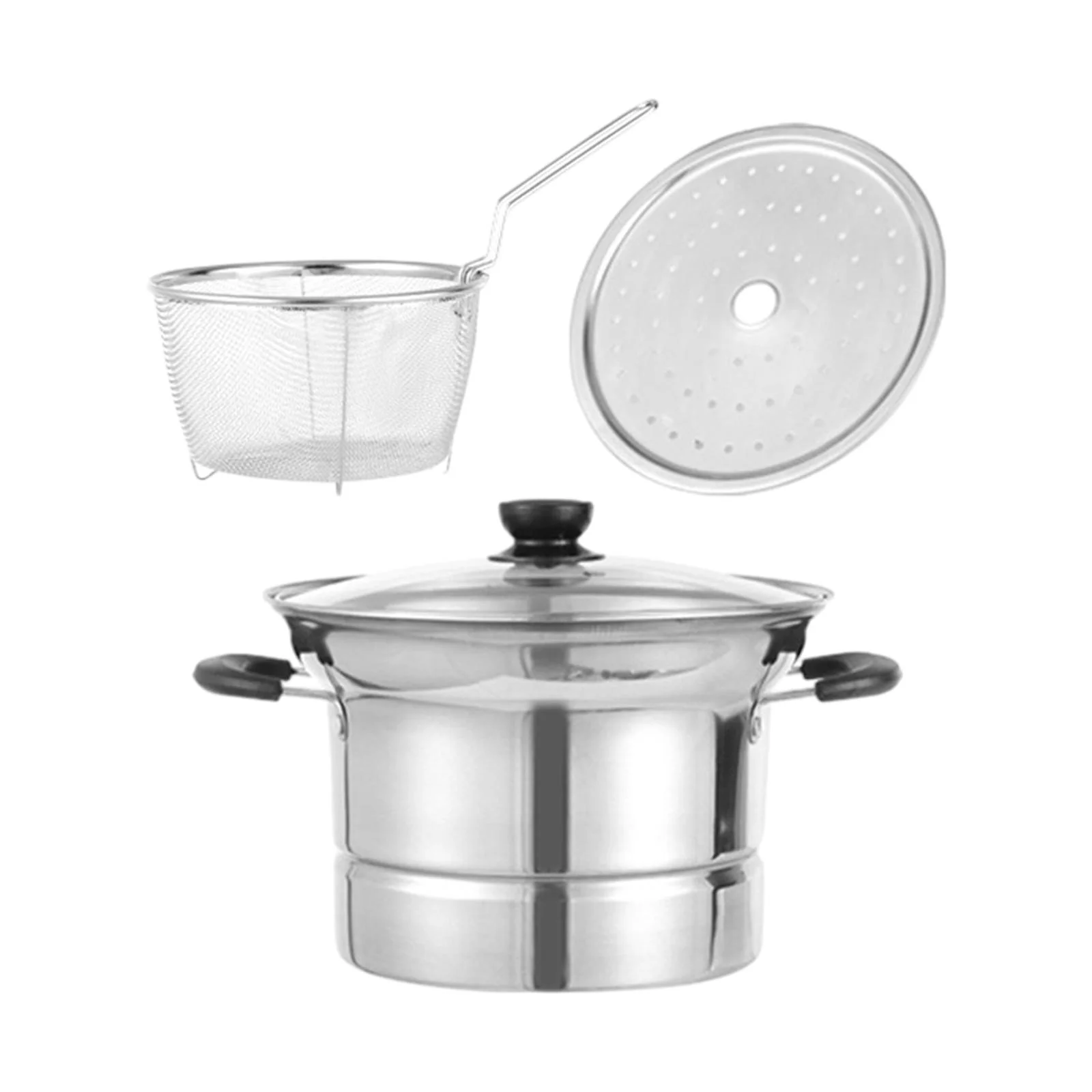 LOVIVER Deep Fryer with Filter Basket Multifunction Cooking Tool Kitchen Noodles Pot Cooking Pot for Kitchen Restaurant Camping Party without handle