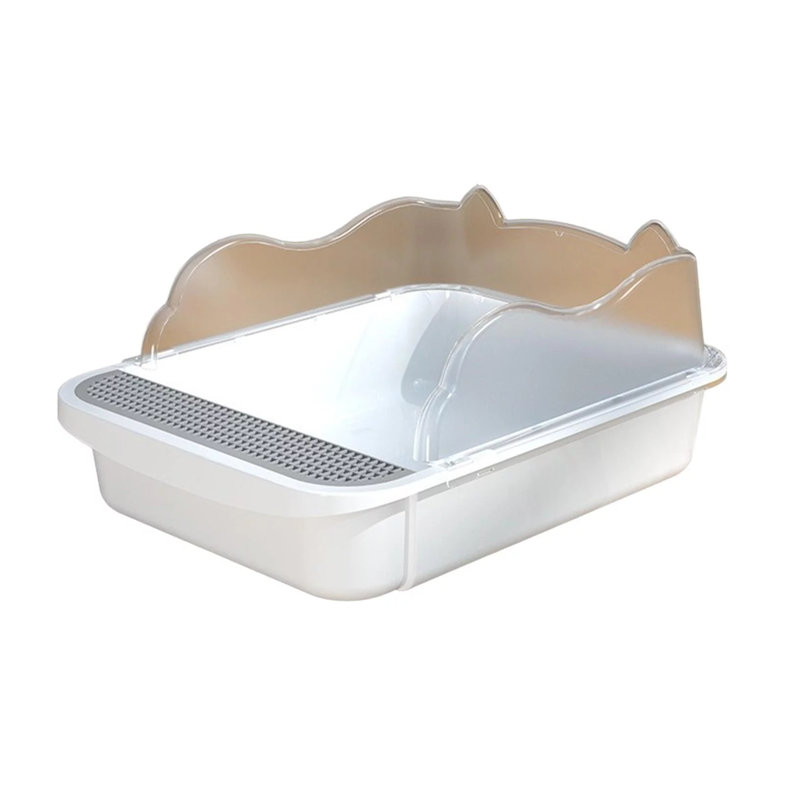 Cat Kitty Litter Pan, Open Top Pet Litter Tray, Cat Bedpan, Cat Sandbox, Semi Closed Cat Sand Basin, Splashproof Cat Toilet L