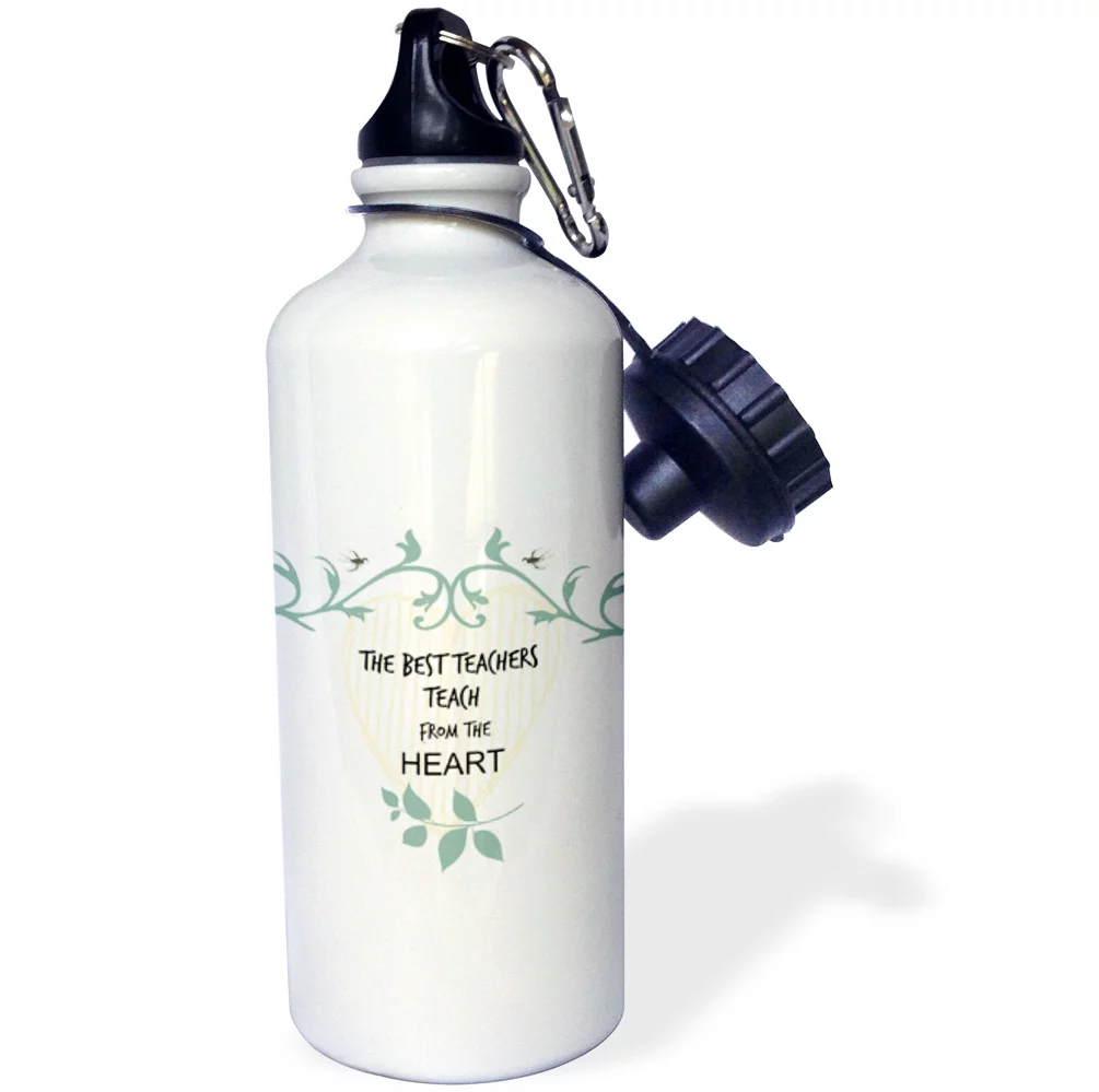 3dRose Teacher the best teachers teach from the heart. Popular saying - Water Bottle, 21-ounce