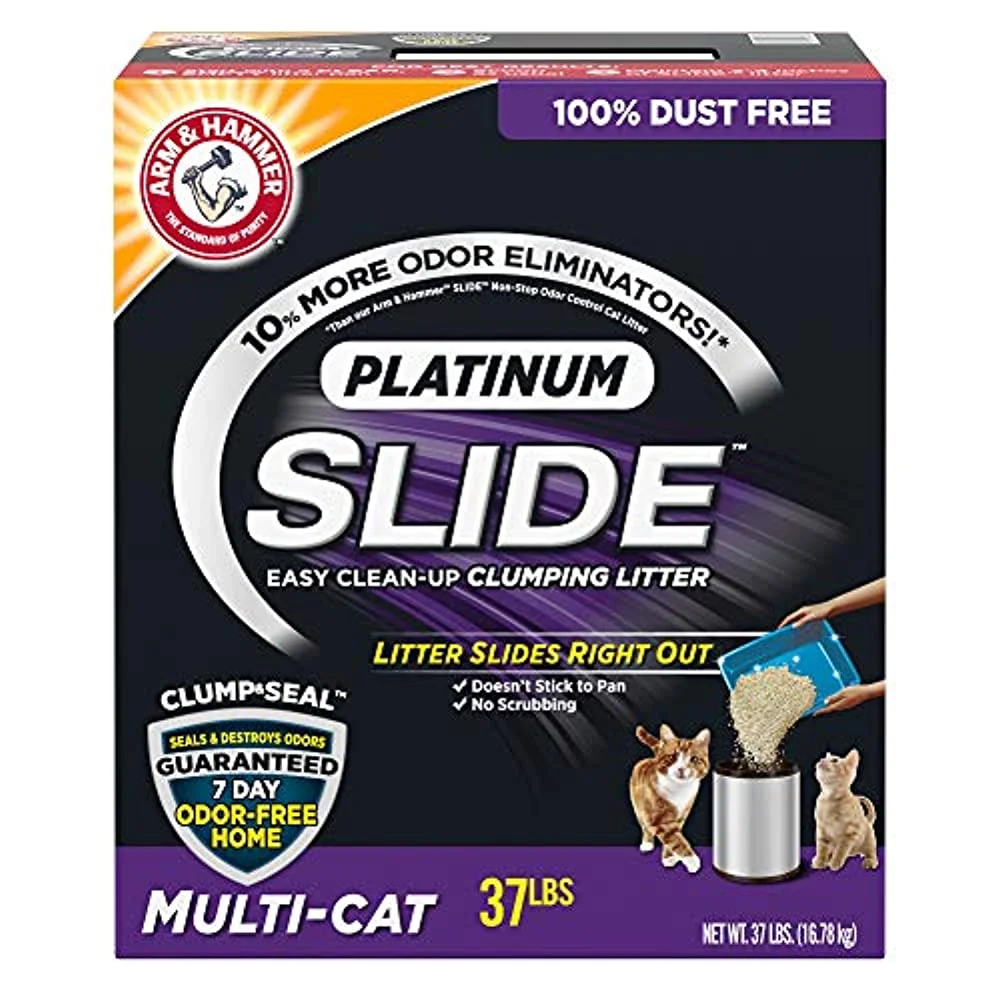 Arm & Hammer Platinum Slide Easy Clean-Up Clumping Cat Litter, Multi-Cat, 37 Lbs - Default Title